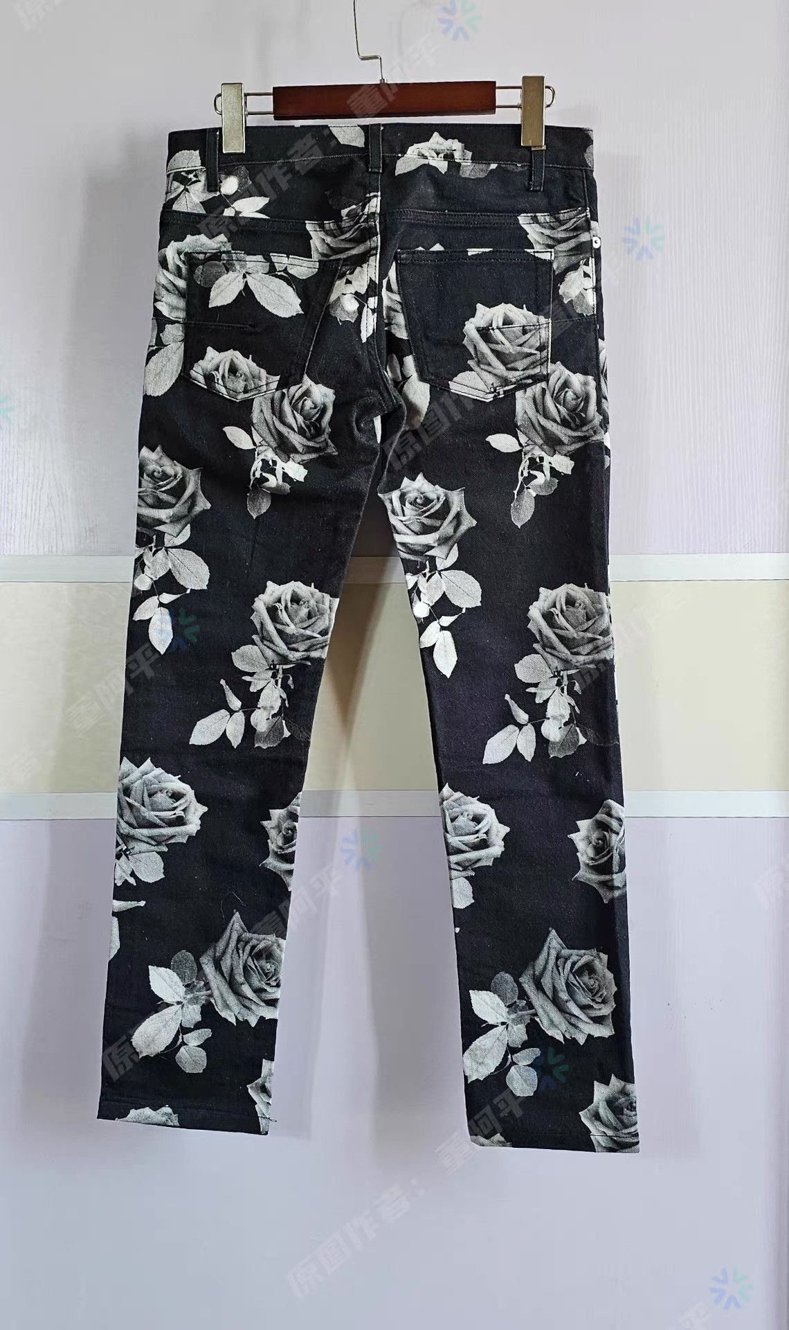 Dior Black Floral Print Denim Pants Size US 34 / EU 50 - 3 Thumbnail