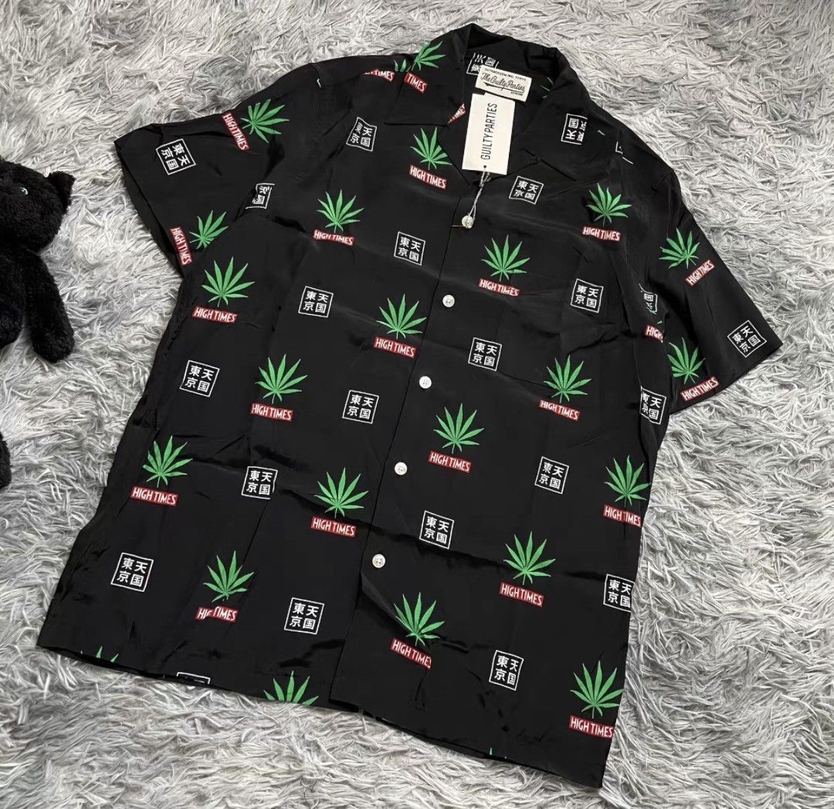 Wacko Maria Black Leaf Print Short Sleeve Button-Up Shirt Size US M / EU 48-50 / 2 - 2 Thumbnail