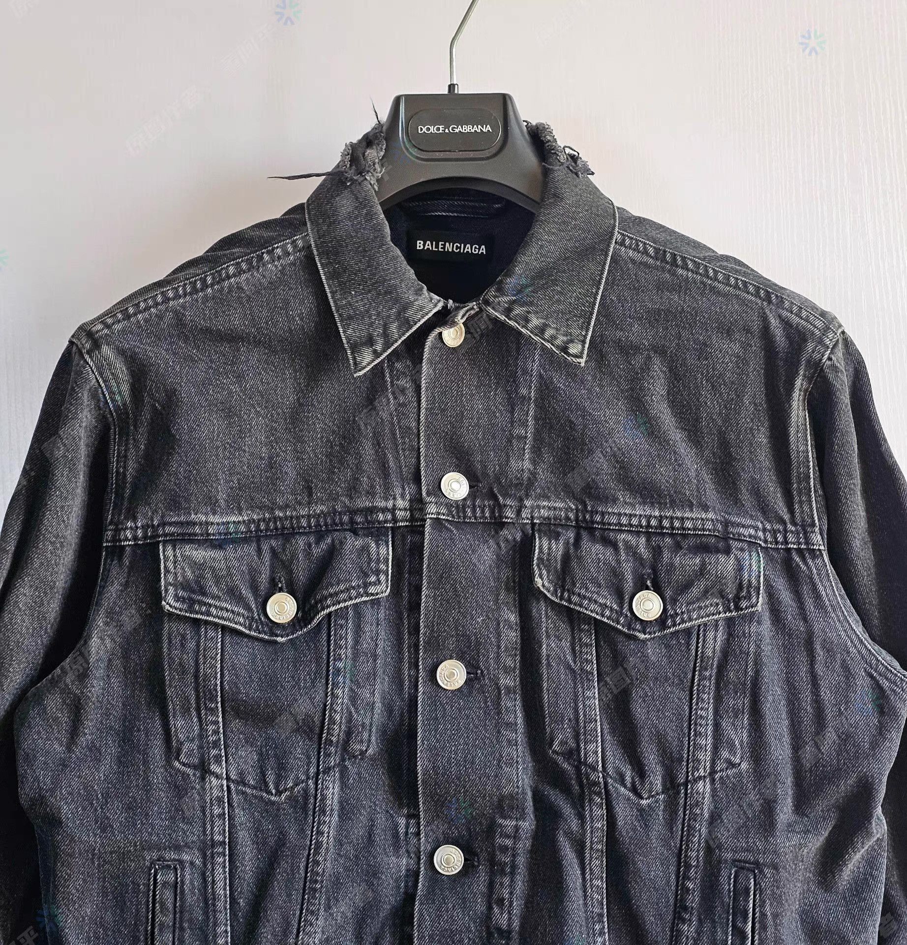Balenciaga Black Denim Jacket with Button Front, Size M Size US M / EU 48-50 / 2 - 2 Thumbnail