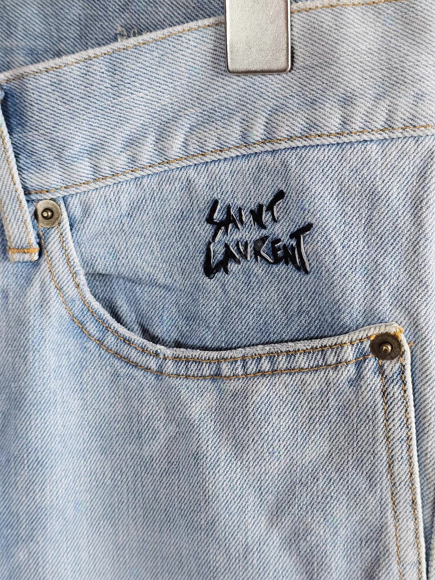 Saint Laurent Paris Blue Distressed Denim Jeans Size 34 Size US 34 / EU 50 - 3 Thumbnail