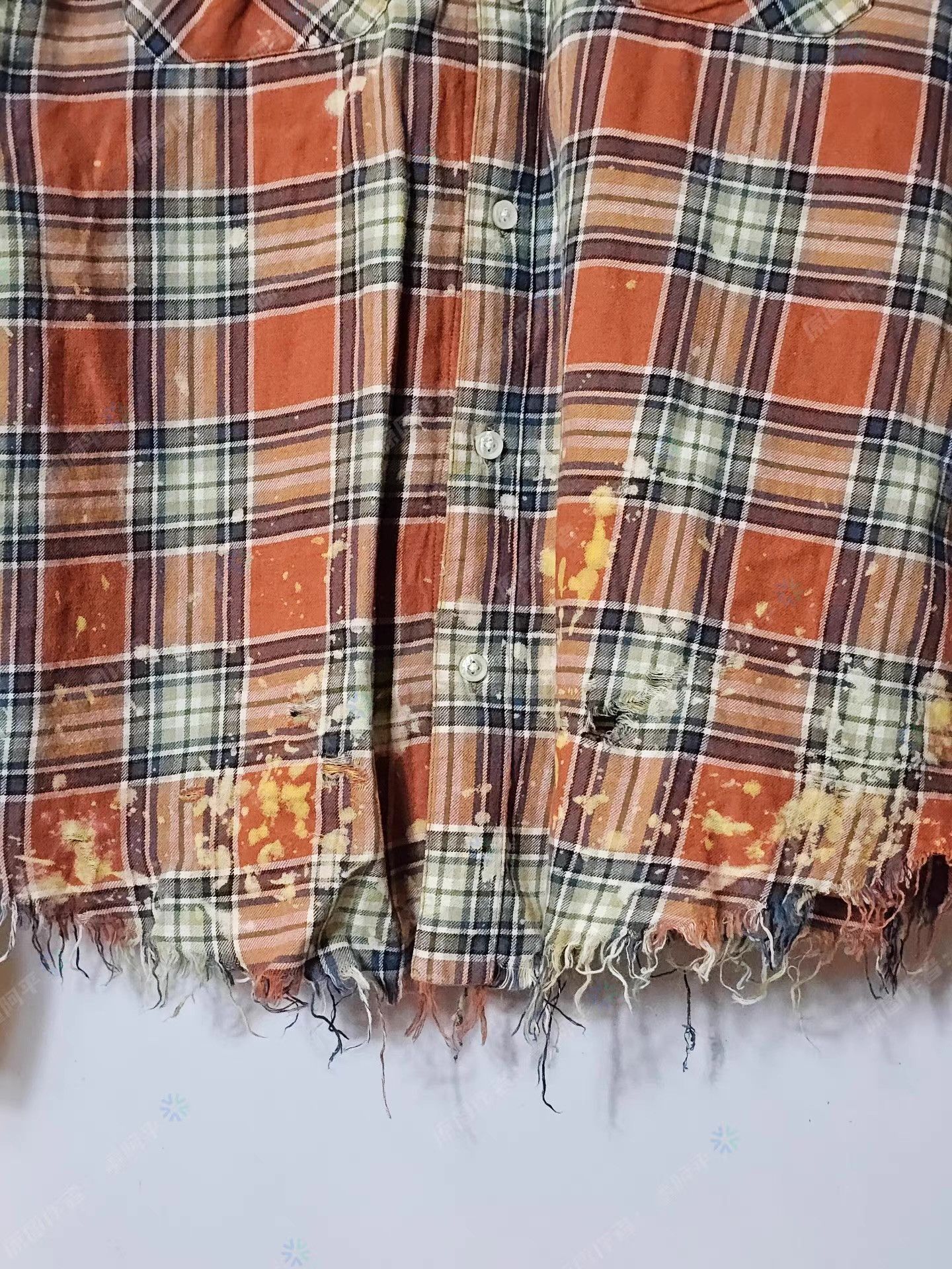 Amiri Distressed Plaid Long-Sleeve Button-Up Shirt Size US M / EU 48-50 / 2 - 8 Thumbnail