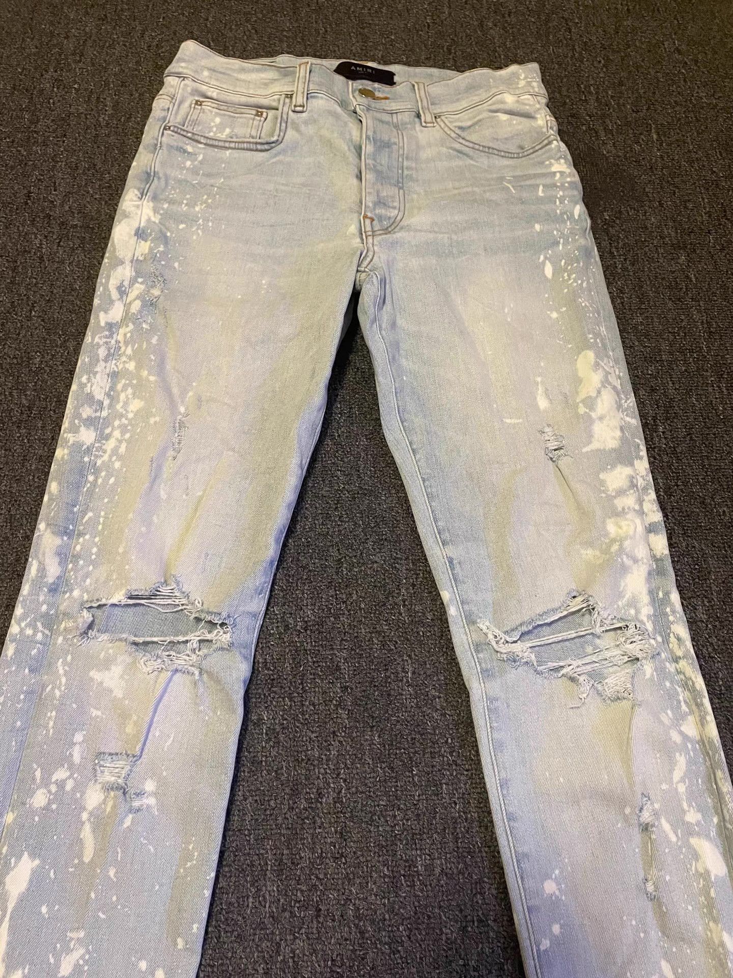 Amiri Blue Distressed Paint Splatter Denim Jeans Size 32 Size US 32 / EU 48 - 2 Thumbnail