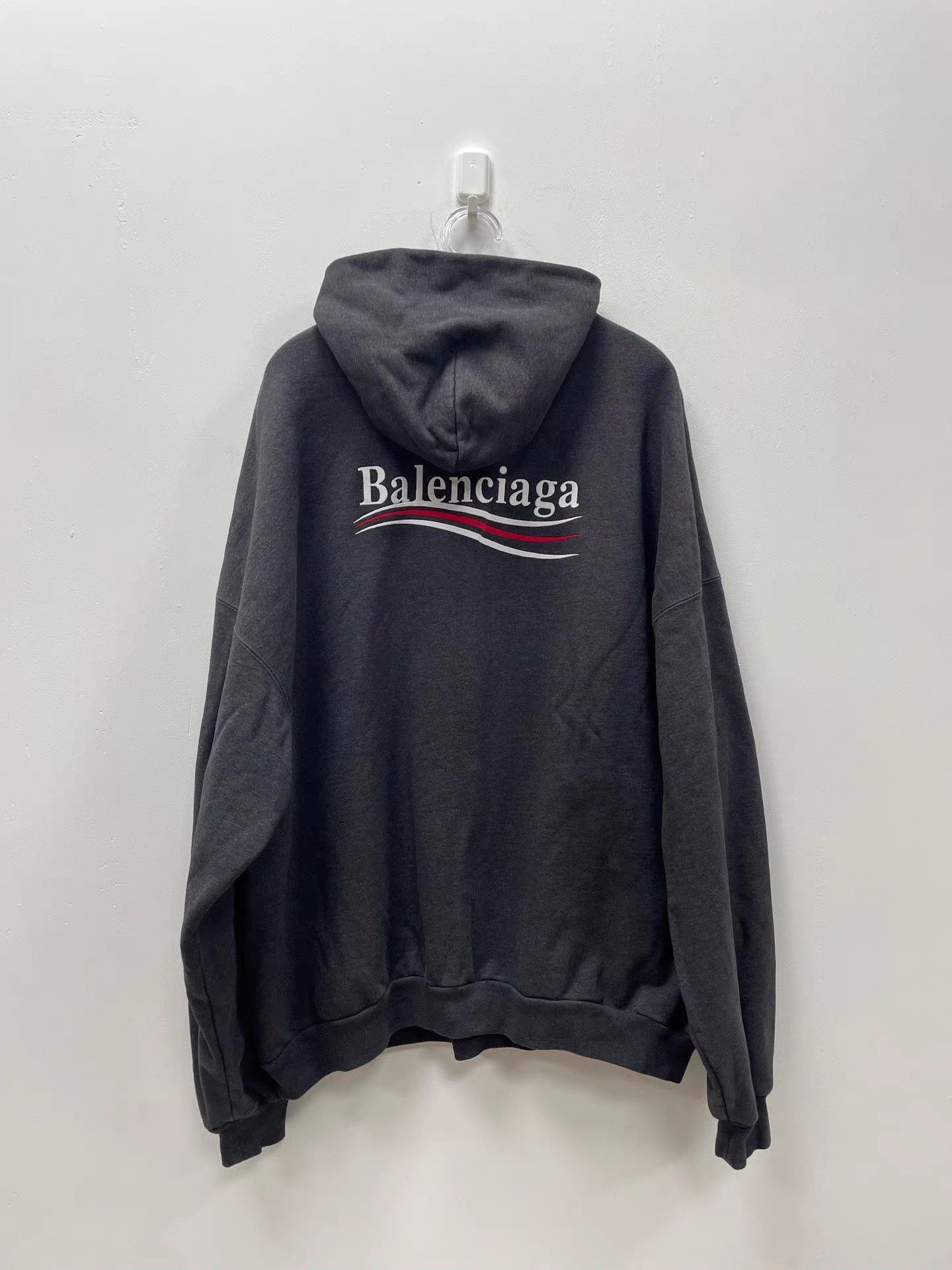 Balenciaga Gray Oversized Hoodie with Front Pocket Size US L / EU 52-54 / 3 - 2 Thumbnail