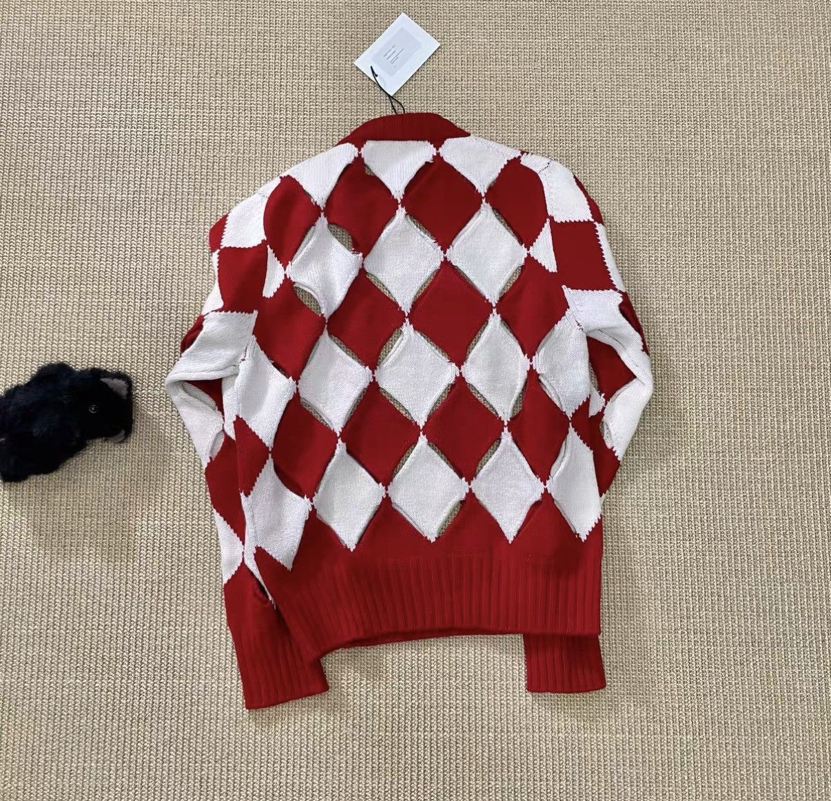 Stefan Cooke Red Argyle Diamond Pattern Knit Sweater Size US L / EU 52-54 / 3 - 5 Thumbnail