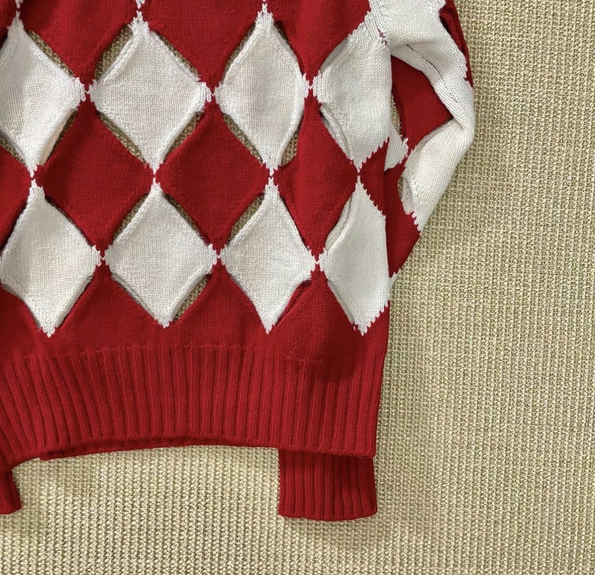 Stefan Cooke Red Argyle Diamond Pattern Knit Sweater Size US L / EU 52-54 / 3 - 6 Thumbnail