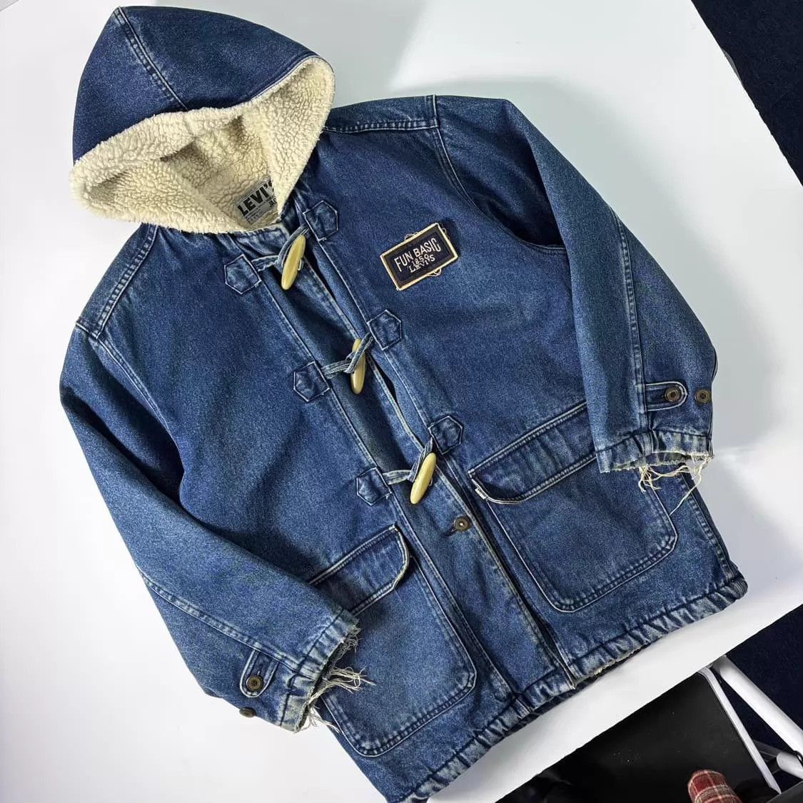Levi's Hooded Denim Jacket with Sherpa Lining - Blue, M Size US M / EU 48-50 / 2 - 4 Thumbnail