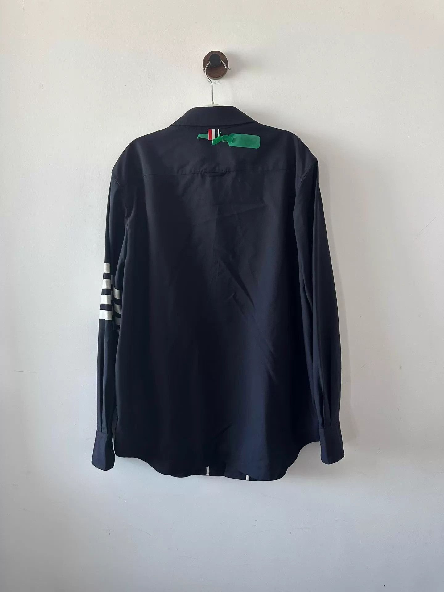 Thom Browne Black Long Sleeve Button-Up with Striped Sleeves Size US L / EU 52-54 / 3 - 2 Thumbnail