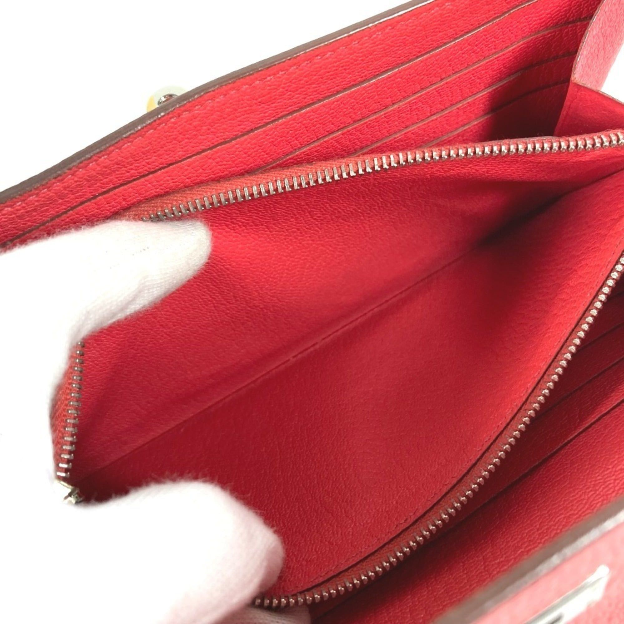 Hermes HERMES Kelly Wallet Long Wallet, Chevre Leather, Women's, Red Size ONE SIZE - 13 Thumbnail