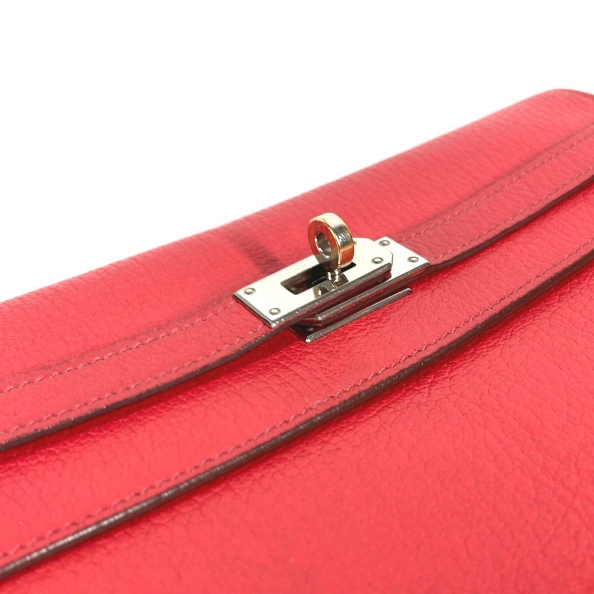 Hermes HERMES Kelly Wallet Long Wallet, Chevre Leather, Women's, Red Size ONE SIZE - 8 Thumbnail
