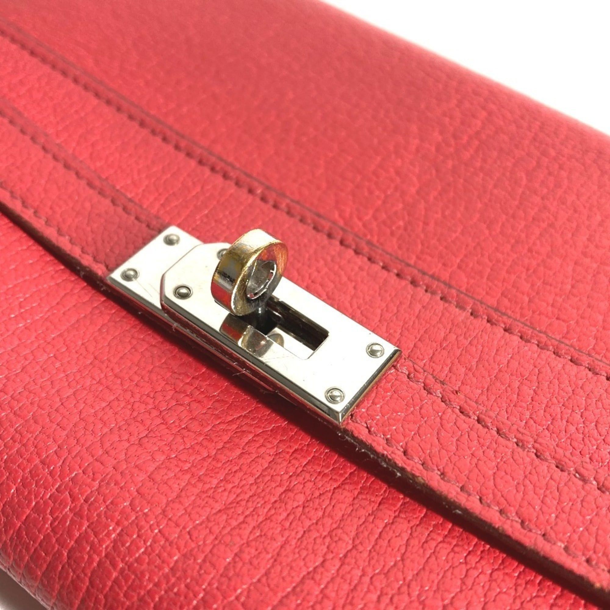 Hermes HERMES Kelly Wallet Long Wallet, Chevre Leather, Women's, Red Size ONE SIZE - 9 Thumbnail