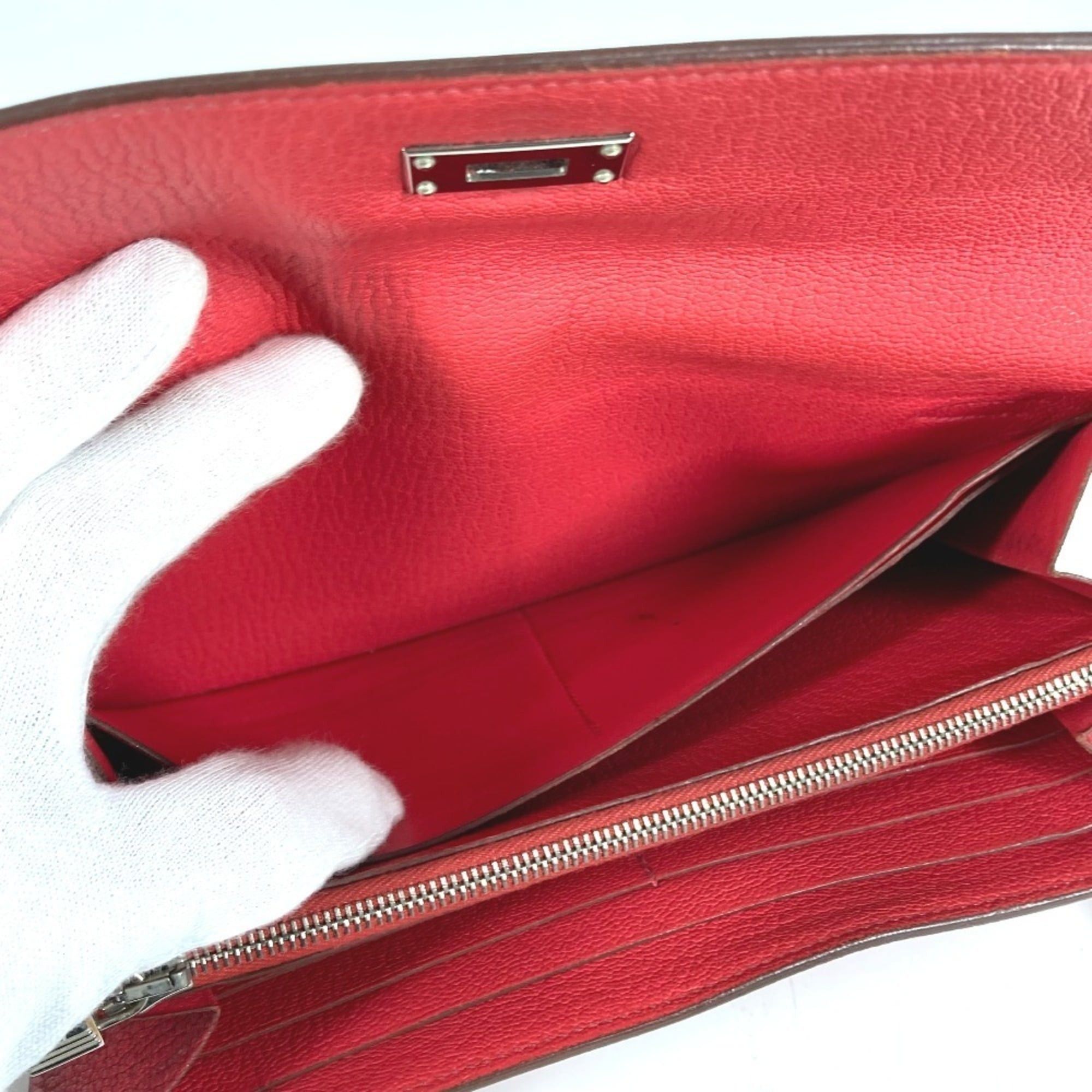Hermes HERMES Kelly Wallet Long Wallet, Chevre Leather, Women's, Red Size ONE SIZE - 16 Thumbnail