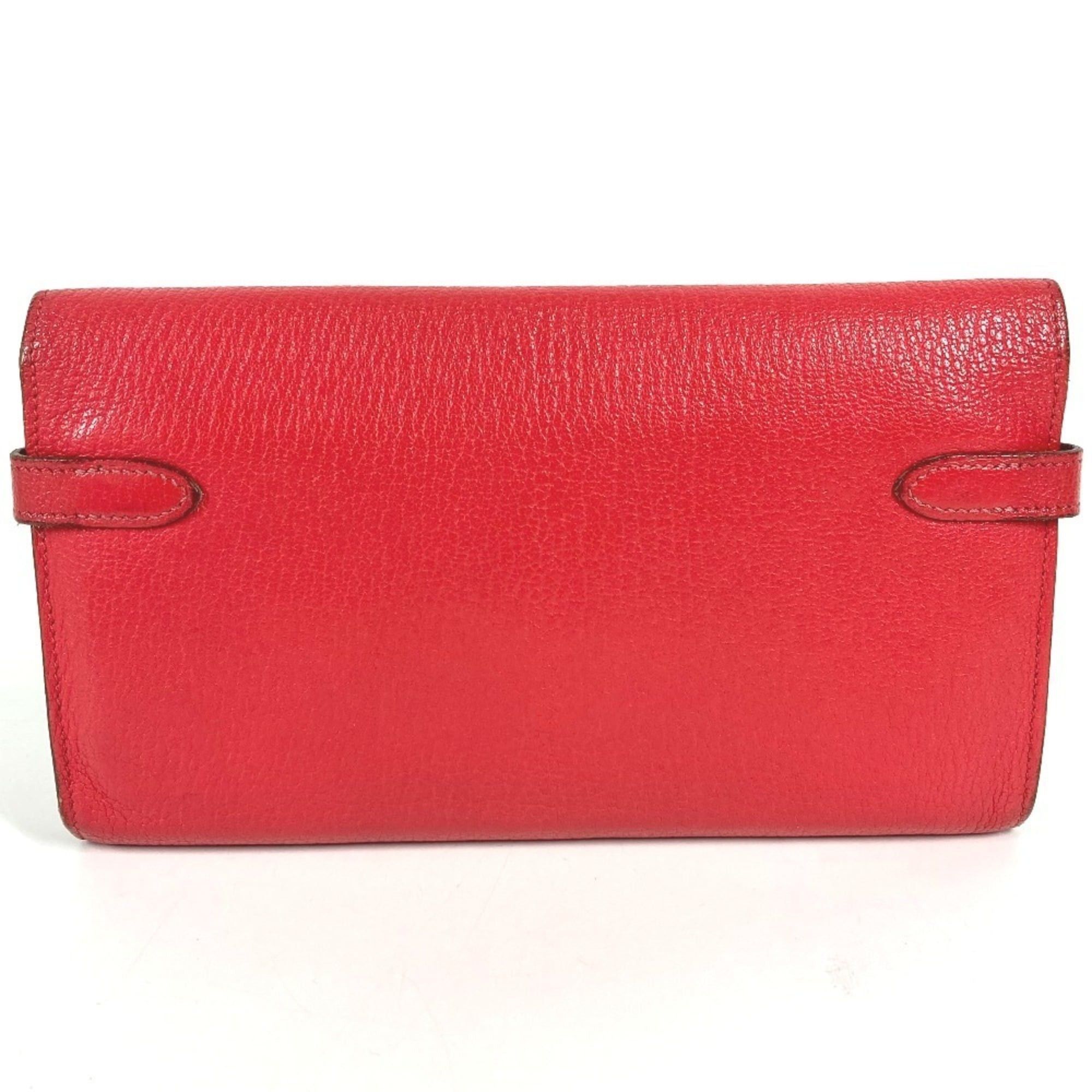 Hermes HERMES Kelly Wallet Long Wallet, Chevre Leather, Women's, Red Size ONE SIZE - 2 Thumbnail