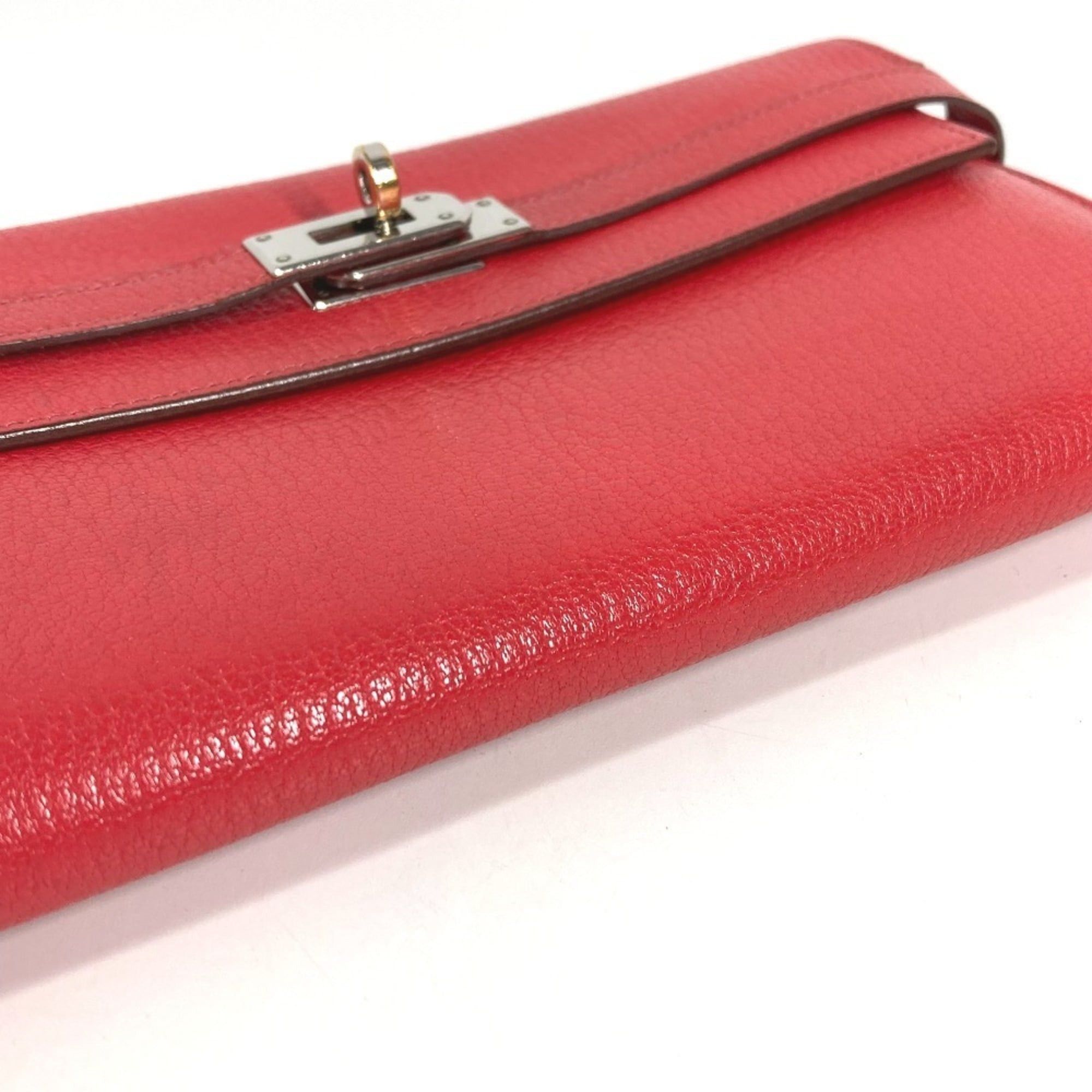 Hermes HERMES Kelly Wallet Long Wallet, Chevre Leather, Women's, Red Size ONE SIZE - 4 Thumbnail