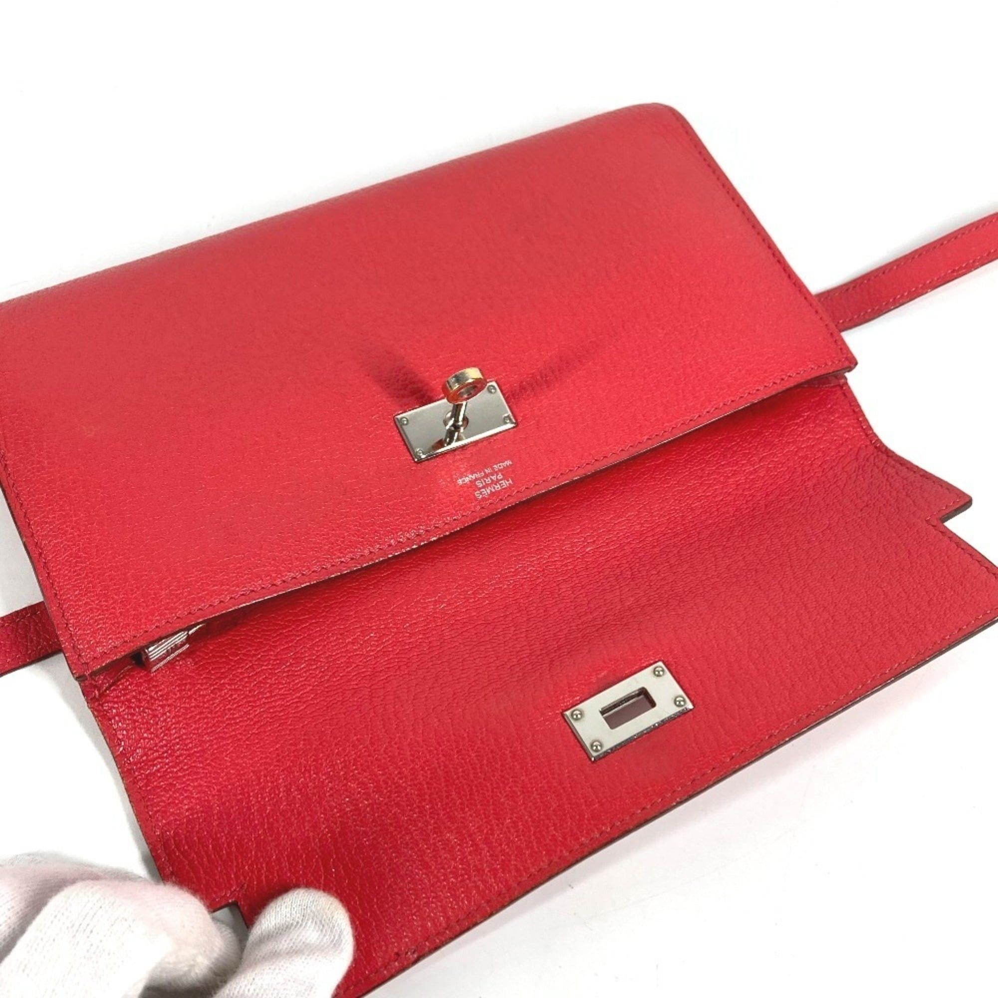 Hermes HERMES Kelly Wallet Long Wallet, Chevre Leather, Women's, Red Size ONE SIZE - 12 Thumbnail