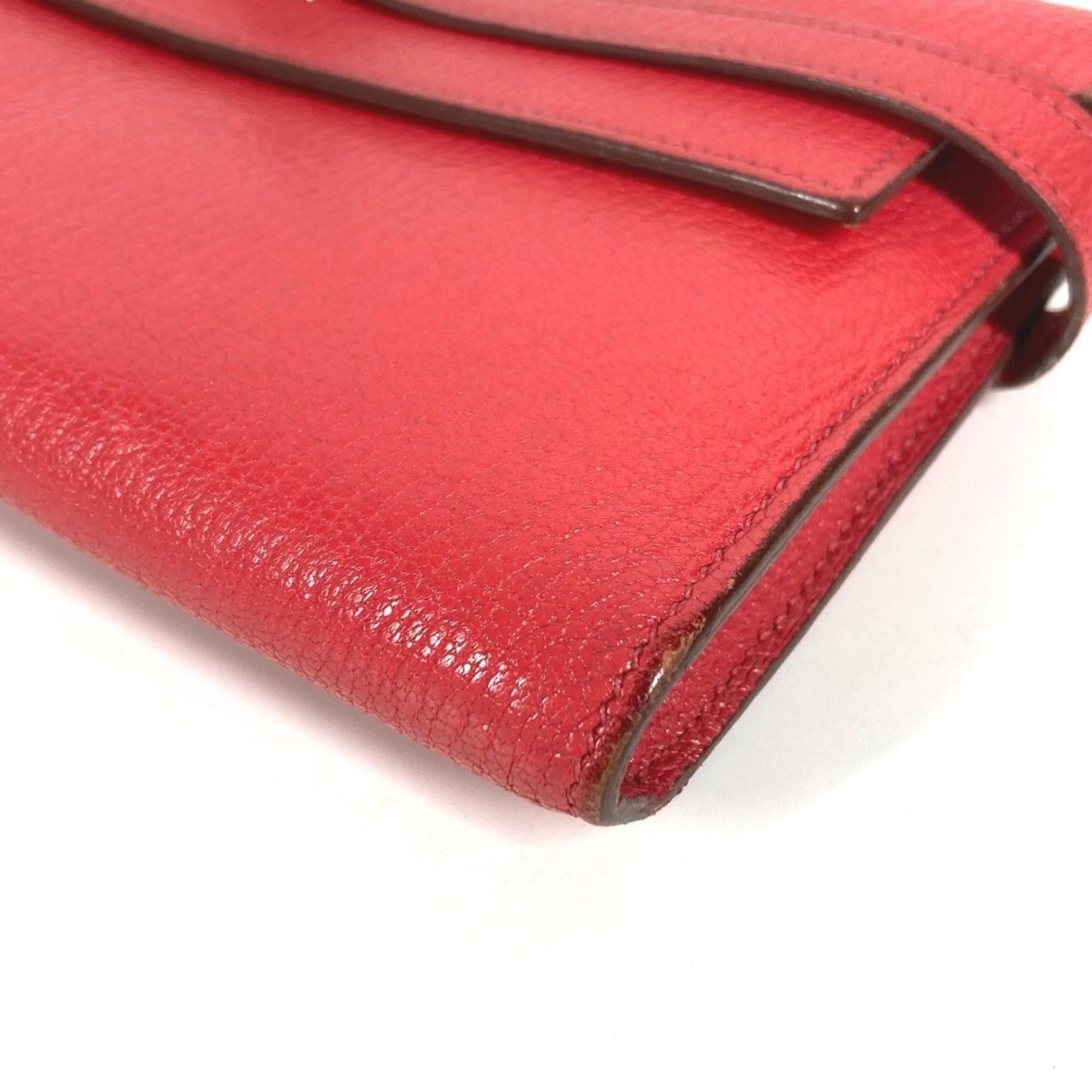 Hermes HERMES Kelly Wallet Long Wallet, Chevre Leather, Women's, Red Size ONE SIZE - 6 Thumbnail