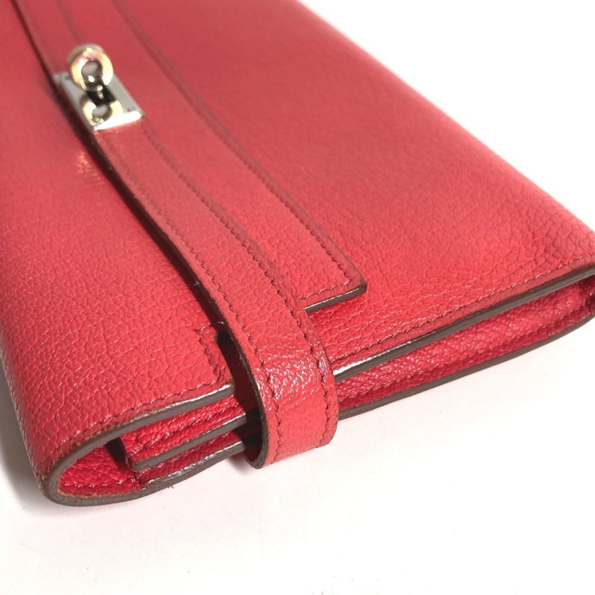 Hermes HERMES Kelly Wallet Long Wallet, Chevre Leather, Women's, Red Size ONE SIZE - 3 Thumbnail