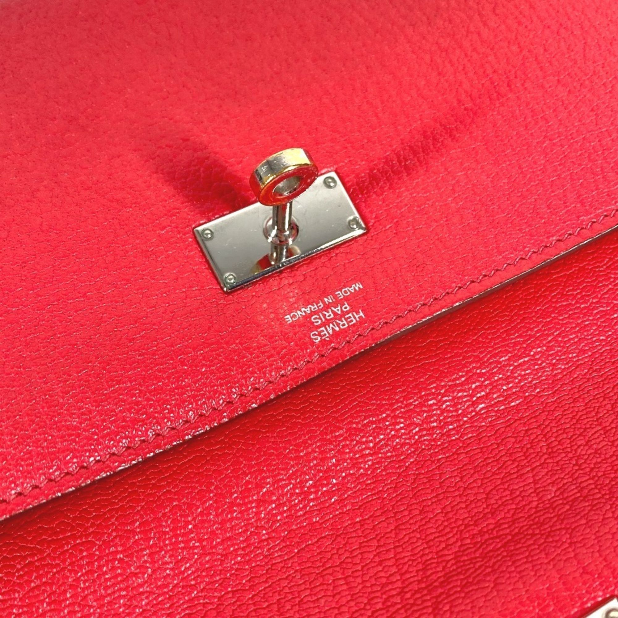 Hermes HERMES Kelly Wallet Long Wallet, Chevre Leather, Women's, Red Size ONE SIZE - 11 Thumbnail