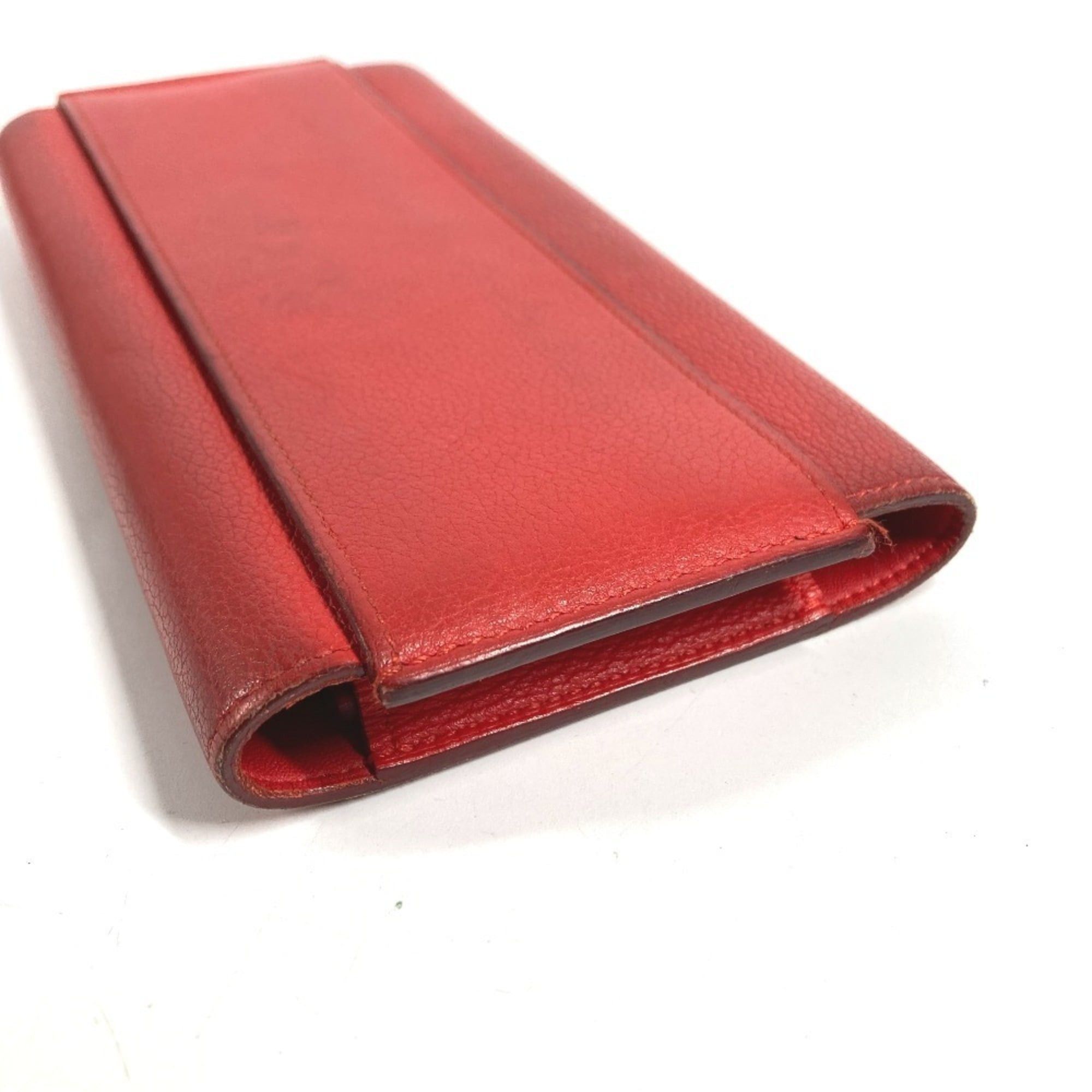 Hermes HERMES Passant Long Wallet - Leather with Coin Purse Women's Red Size ONE SIZE - 3 Thumbnail