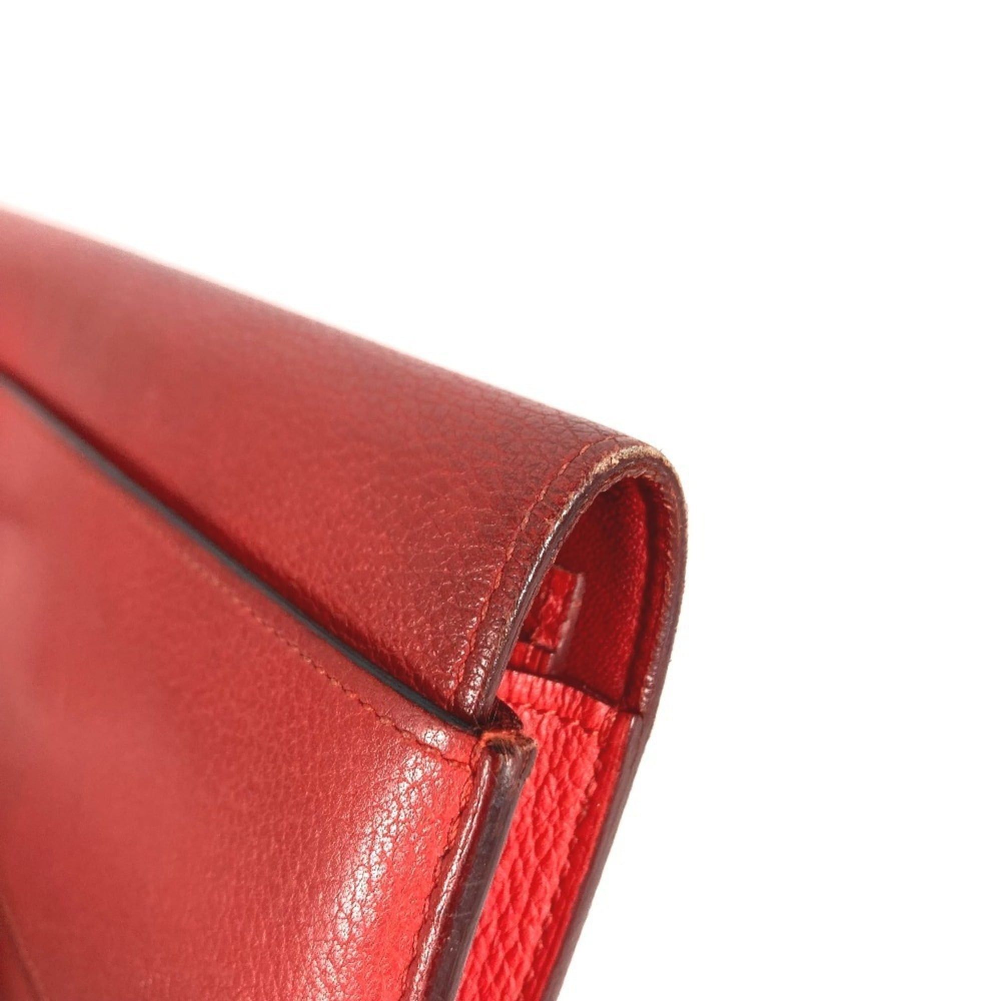 Hermes HERMES Passant Long Wallet - Leather with Coin Purse Women's Red Size ONE SIZE - 8 Thumbnail