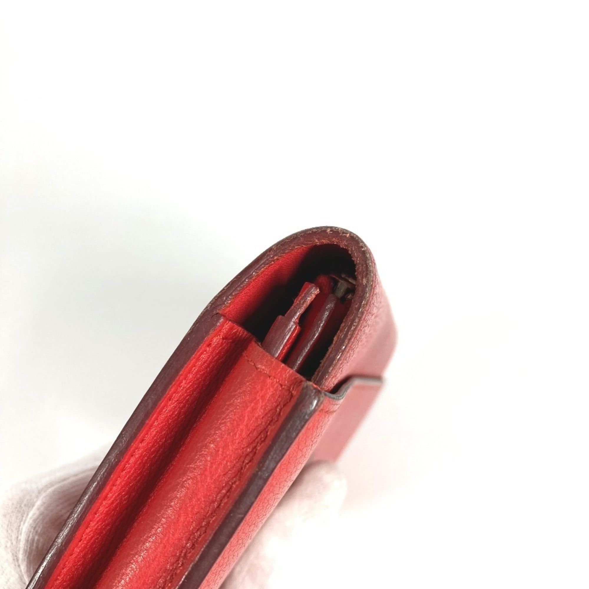 Hermes HERMES Passant Long Wallet - Leather with Coin Purse Women's Red Size ONE SIZE - 7 Thumbnail