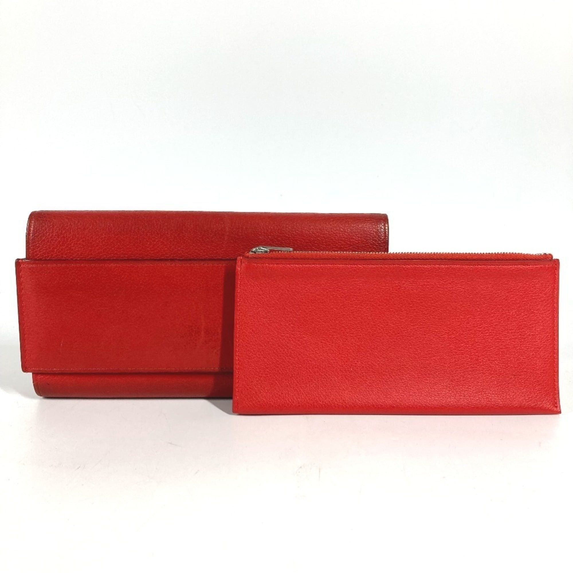 Hermes HERMES Passant Long Wallet - Leather with Coin Purse Women's Red Size ONE SIZE - 9 Thumbnail