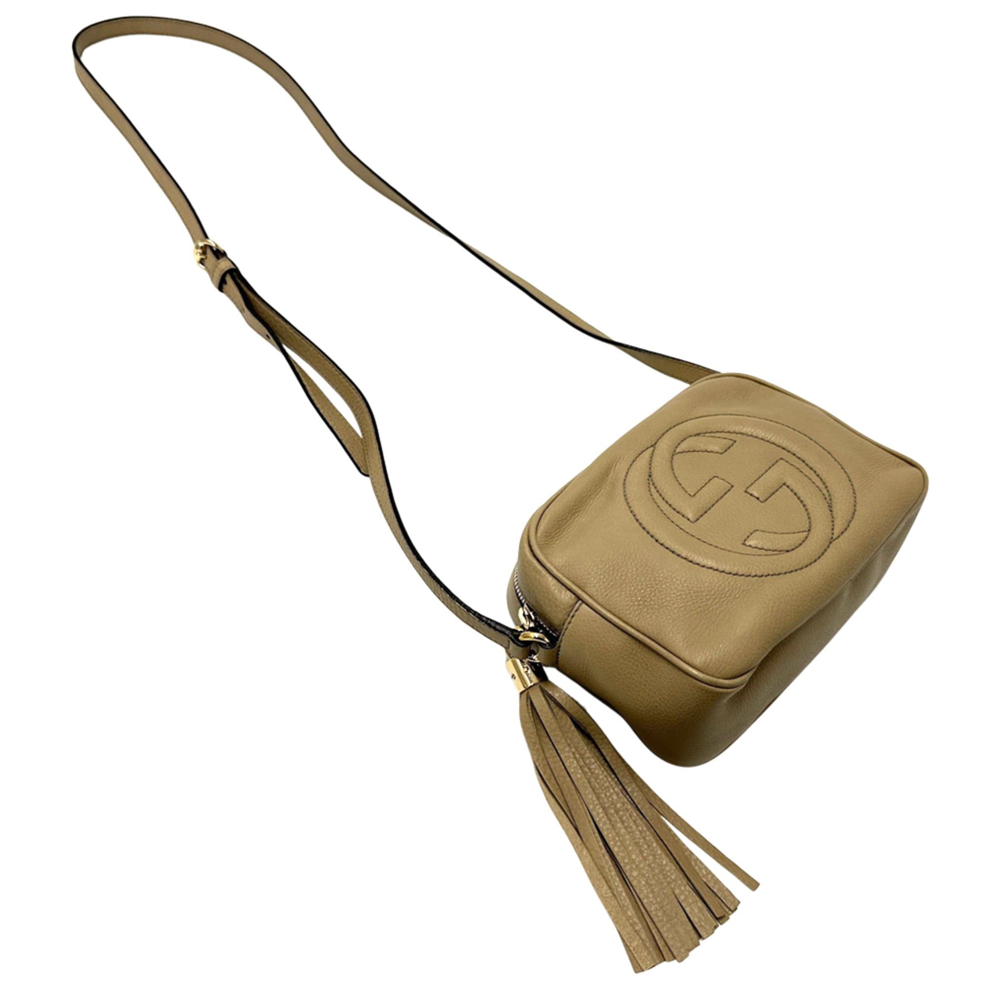 Gucci Gucci women's handbag, Interlocking G design, leather shoulder bag, Soho style, beige, 308364, with tassel, crossbody style. Size ONE SIZE - 6 Thumbnail