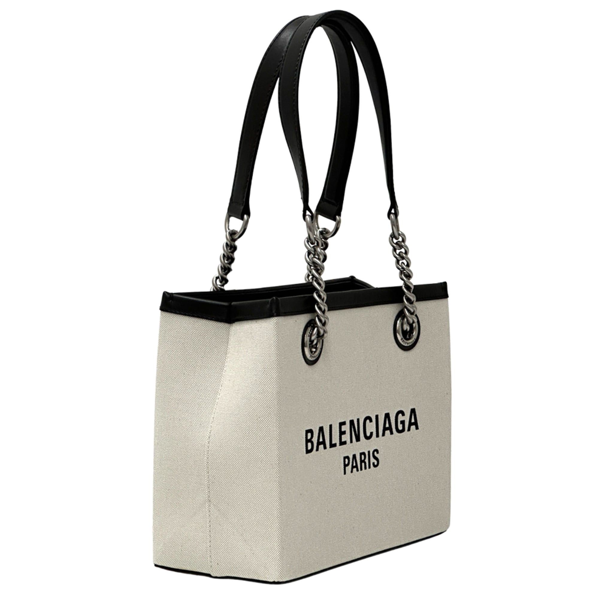 Balenciaga Balenciaga handbag for women and men, brand name tote bag, canvas, duty-free, chain natural black, shoulder handbag. Size ONE SIZE - 3 Thumbnail