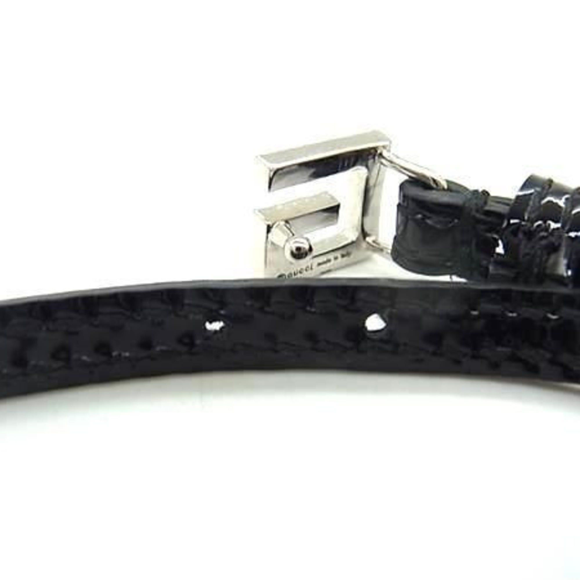 Gucci GUCCI bracelet, G, black patent leather, women's, rhinestone, double strand. Size ONE SIZE - 3 Thumbnail