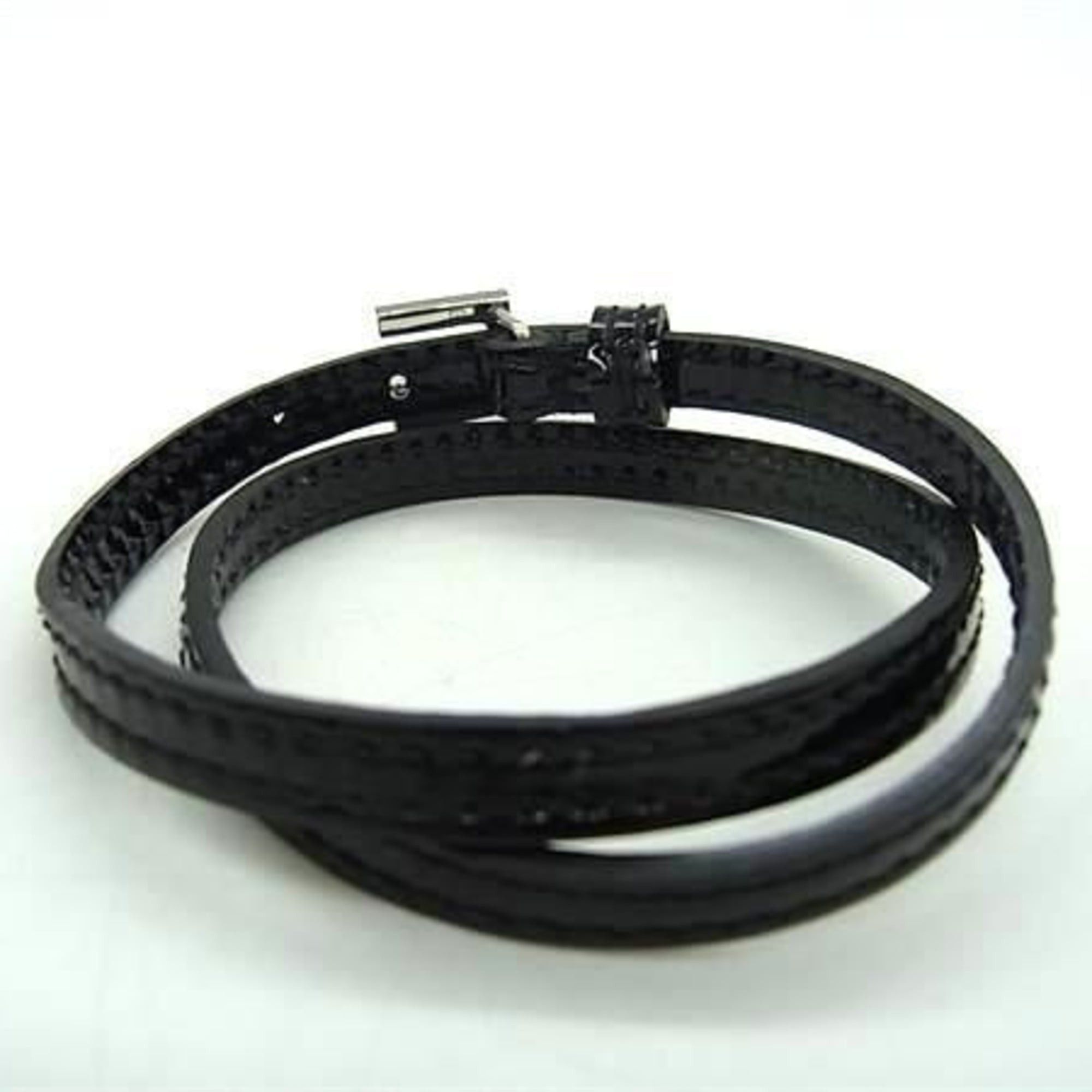 Gucci GUCCI bracelet, G, black patent leather, women's, rhinestone, double strand. Size ONE SIZE - 2 Thumbnail