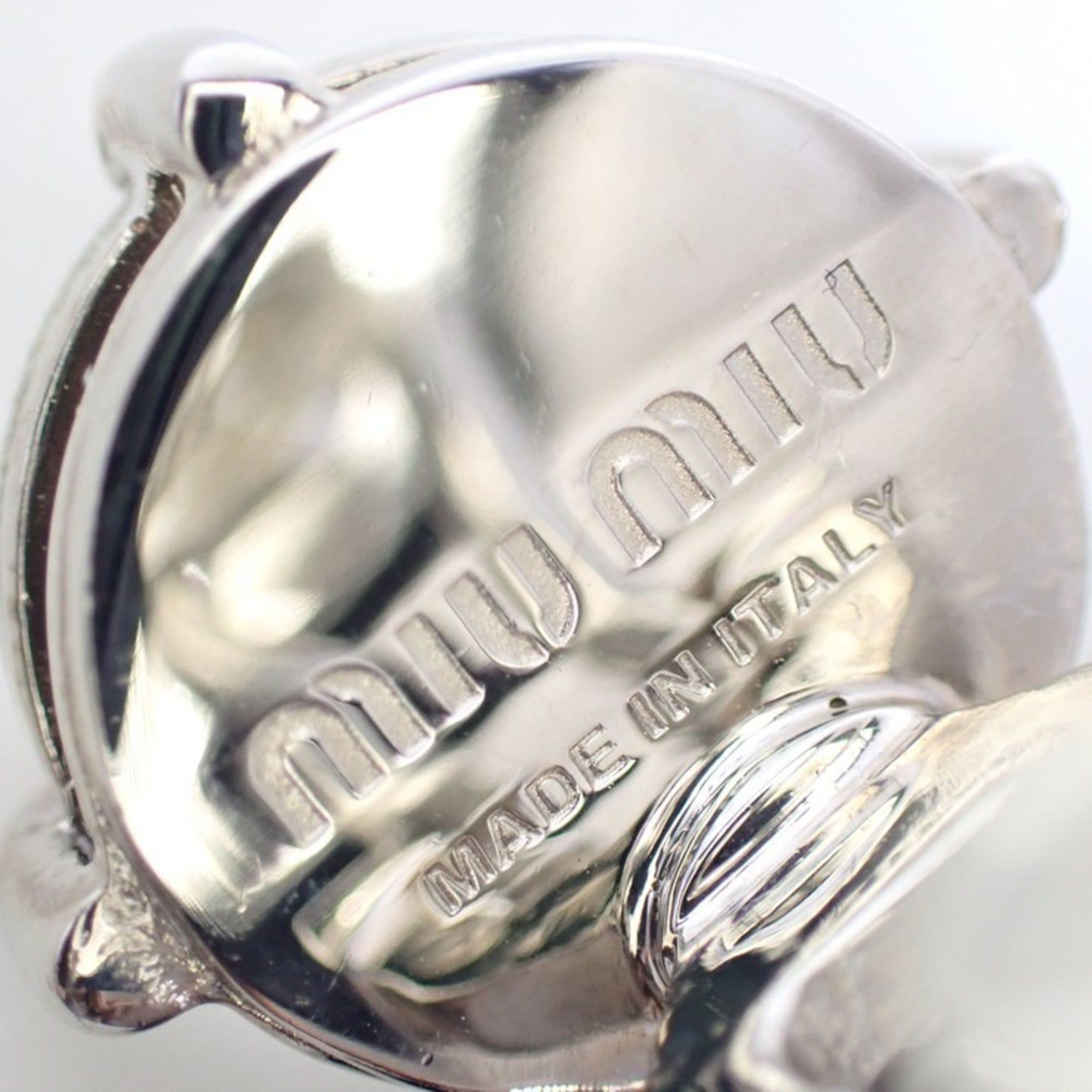 Miu Miu Miu Miu Miu Asymmetrical Earrings, Silver, Clear, Black Metal, Rhinestone, Satin, Clip-on Style. Size ONE SIZE - 4 Thumbnail