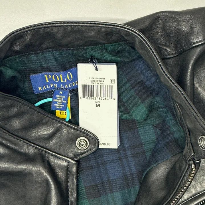 Polo Ralph Lauren Polo Ralph Lauren Men's Black Leather Moto Jacket Size US M / EU 48-50 / 2 - 2 Thumbnail