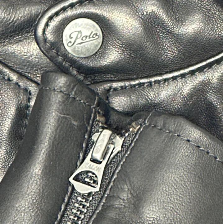 Polo Ralph Lauren Polo Ralph Lauren Men's Black Leather Moto Jacket Size US L / EU 52-54 / 3 - 4 Thumbnail