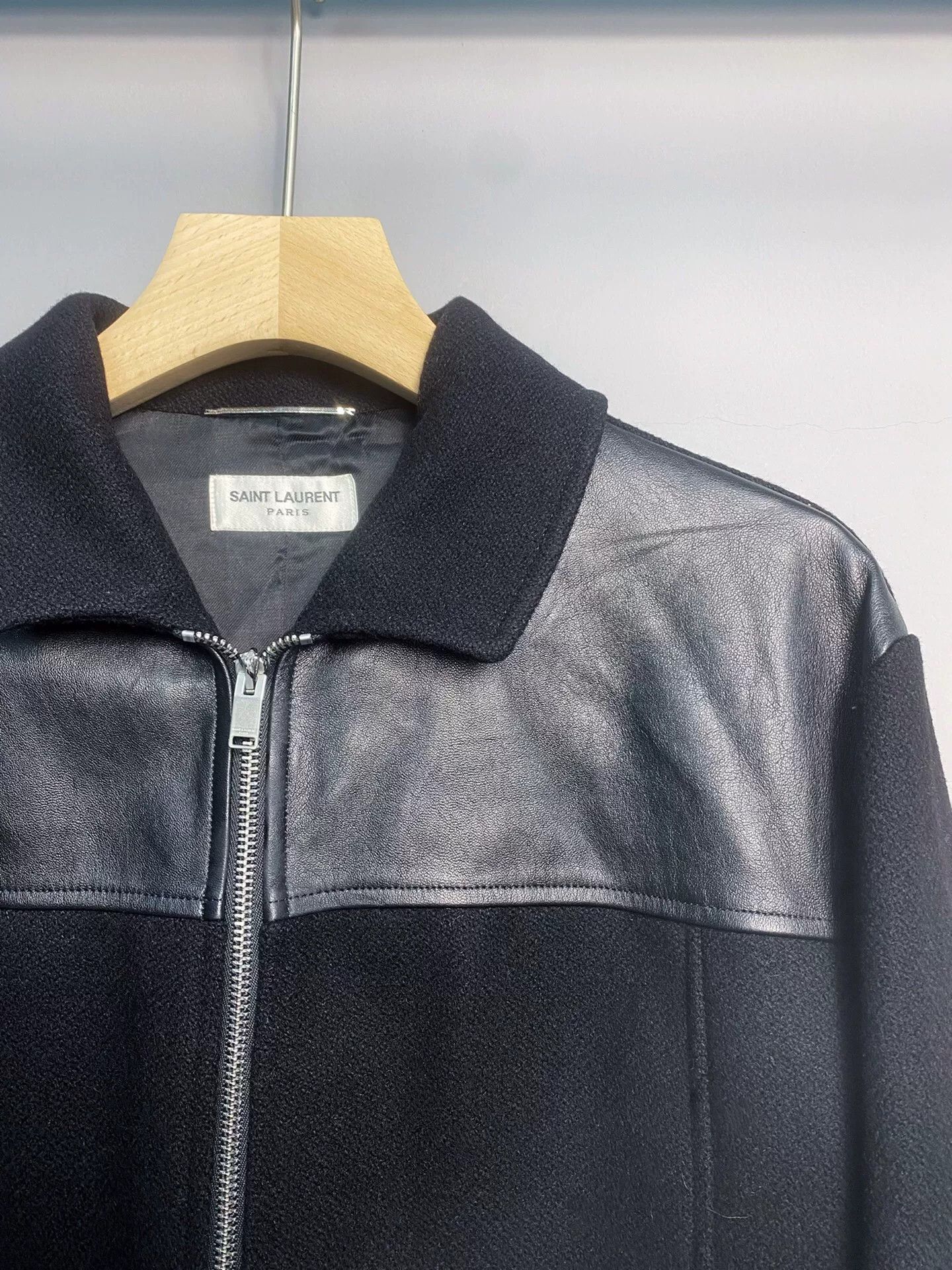 Saint Laurent Paris Saint Laurent Men's Leather Panel Jacket Size US L / EU 52-54 / 3 - 3 Thumbnail