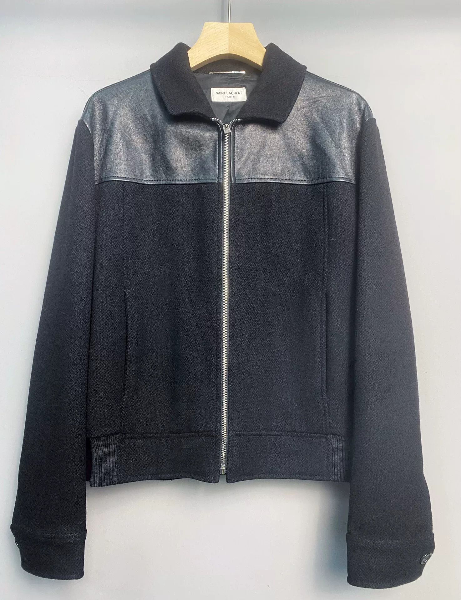 Saint Laurent Paris Saint Laurent Men's Leather Panel Jacket Size US L / EU 52-54 / 3 - 2 Thumbnail