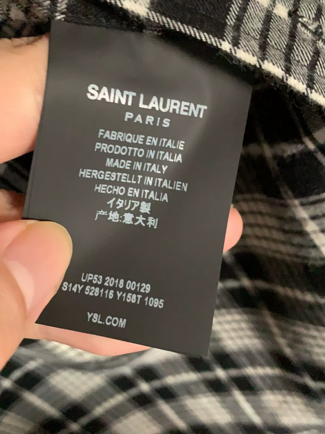 Saint Laurent Paris Saint Laurent Black White Plaid Shirt Size US M / EU 48-50 / 2 - 5 Thumbnail