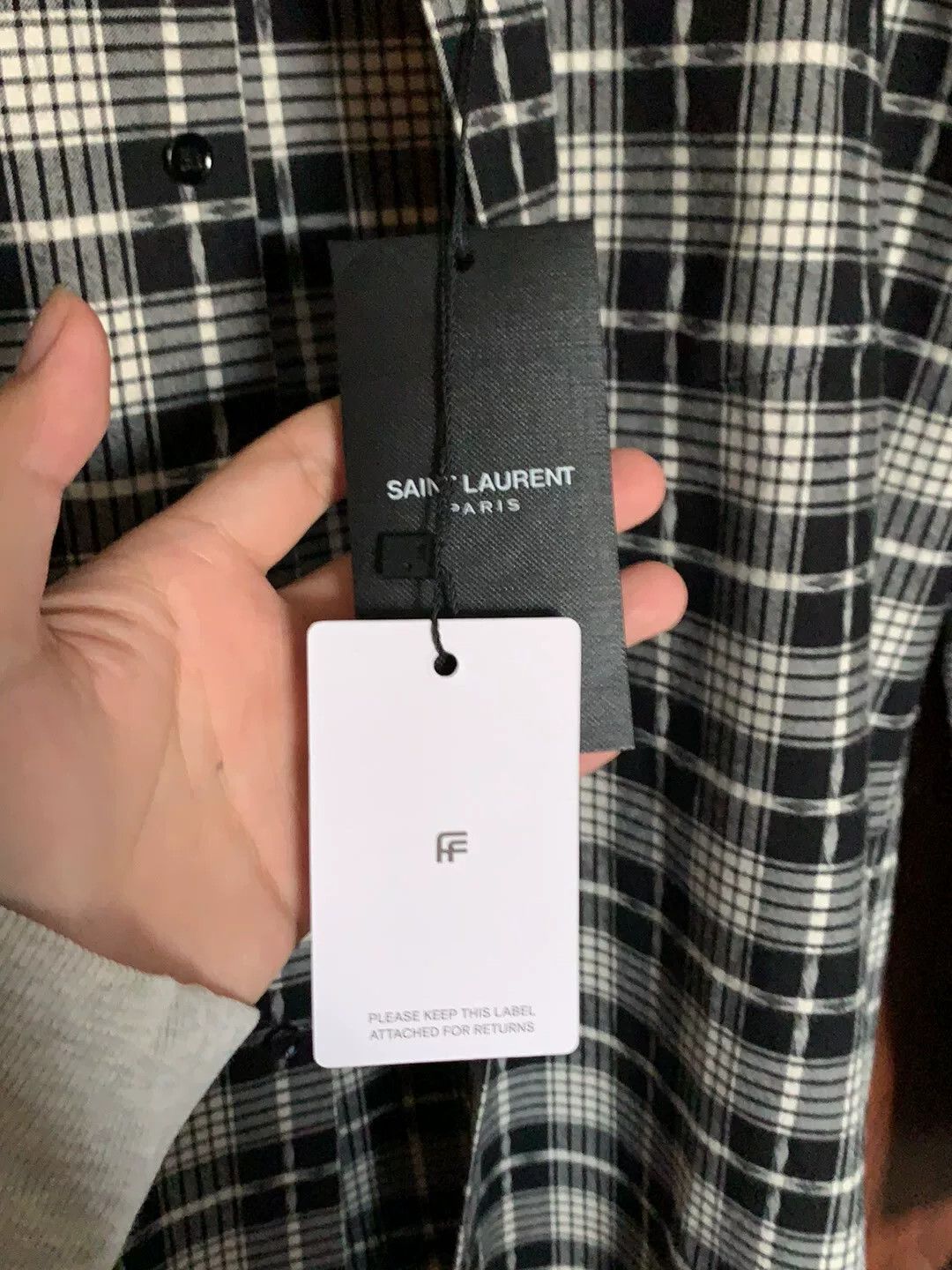 Saint Laurent Paris Saint Laurent Black White Plaid Shirt Size US M / EU 48-50 / 2 - 3 Thumbnail