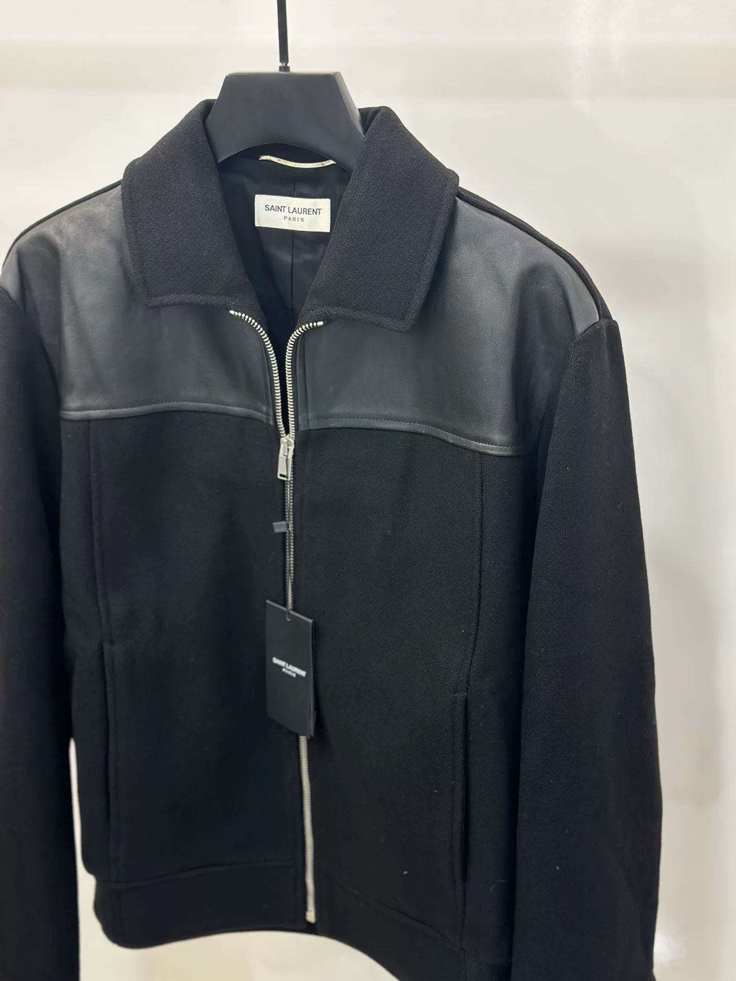Saint Laurent Paris Saint Laurent Black Lambskin Wool Jacket Size US M / EU 48-50 / 2 - 2 Thumbnail