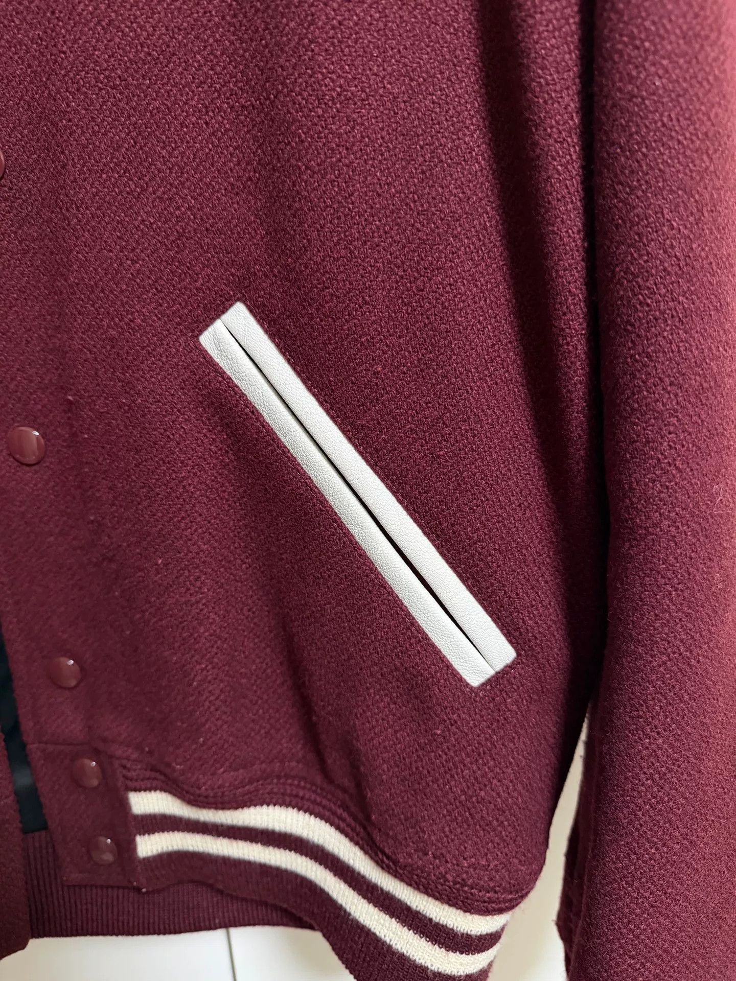 Saint Laurent Paris Saint Laurent Maroon Varsity Jacket Size US M / EU 48-50 / 2 - 3 Thumbnail