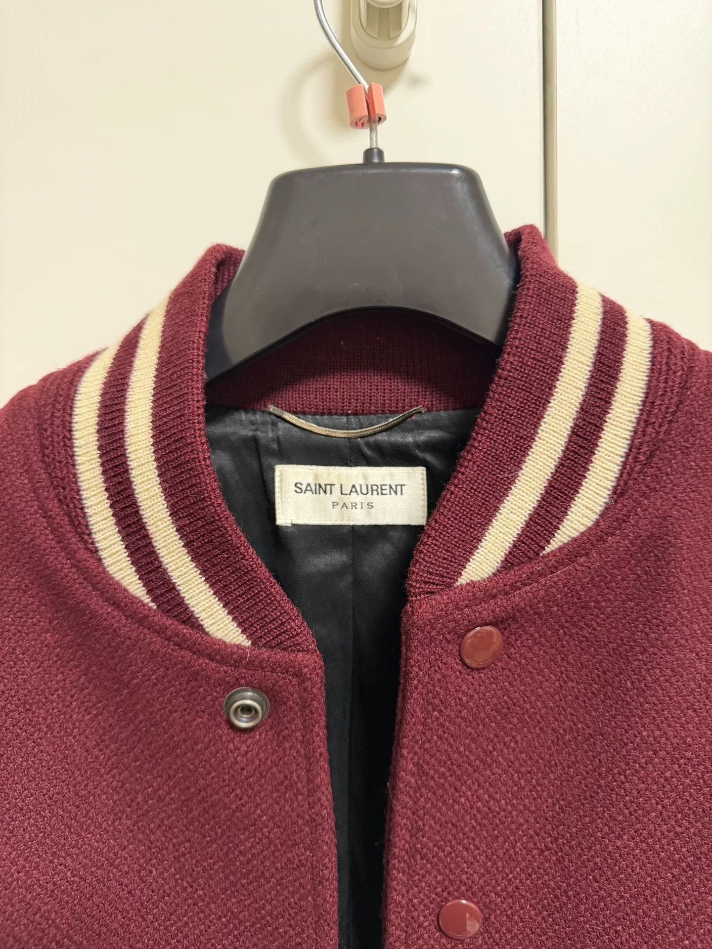 Saint Laurent Paris Saint Laurent Maroon Varsity Jacket Size US M / EU 48-50 / 2 - 2 Thumbnail