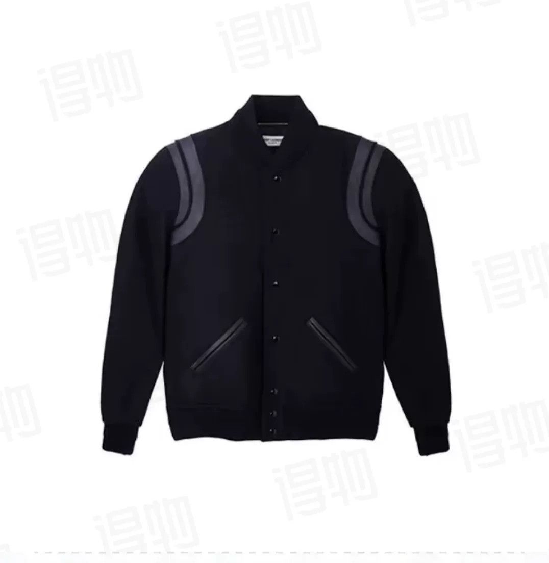 Saint Laurent Paris Saint Laurent Leather Sleeve Wool Baseball Jacket Size US S / EU 44-46 / 1 - 3 Thumbnail