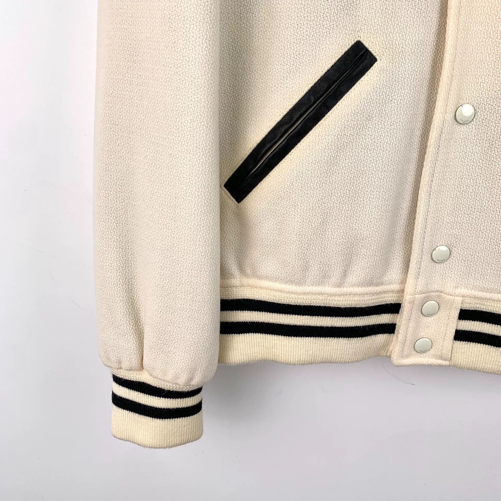 Saint Laurent Paris Yves Saint Laurent Cream Baseball Jacket Size US M / EU 48-50 / 2 - 4 Thumbnail