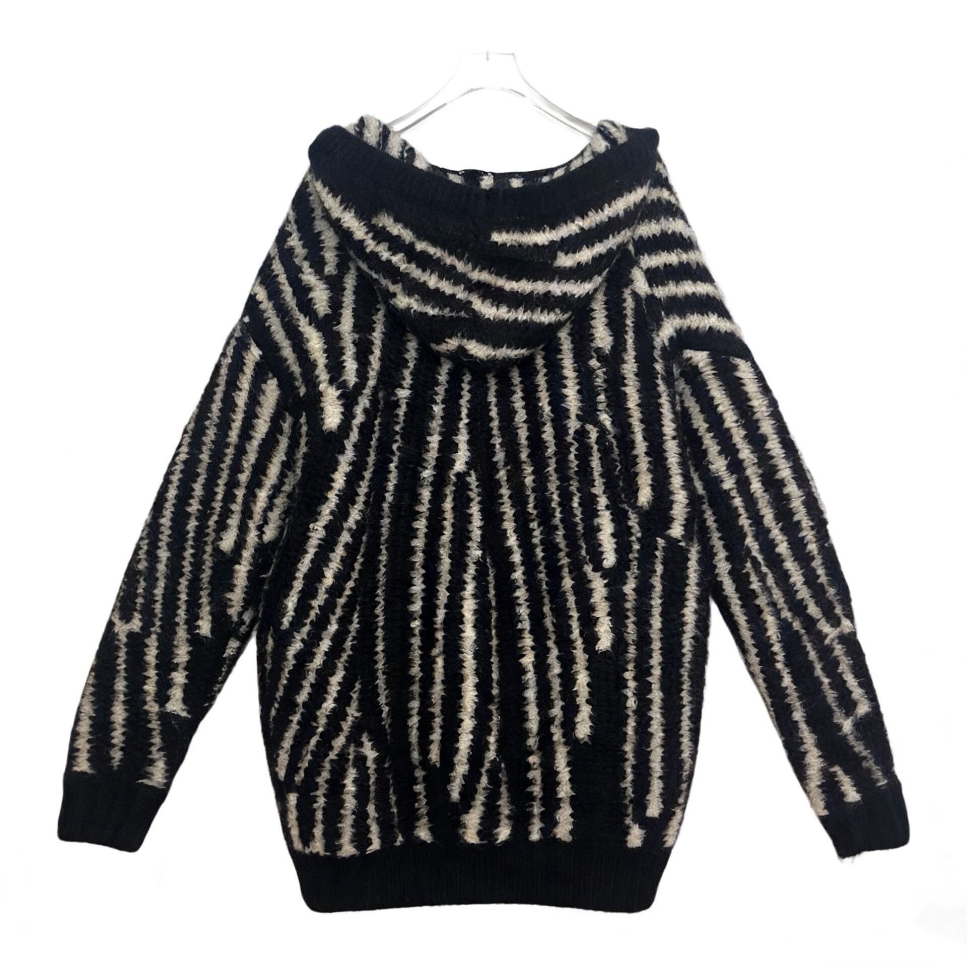 Saint Laurent Paris YSL Black White Striped Hooded Cardigan Size US XS / EU 42 / 0 - 2 Thumbnail