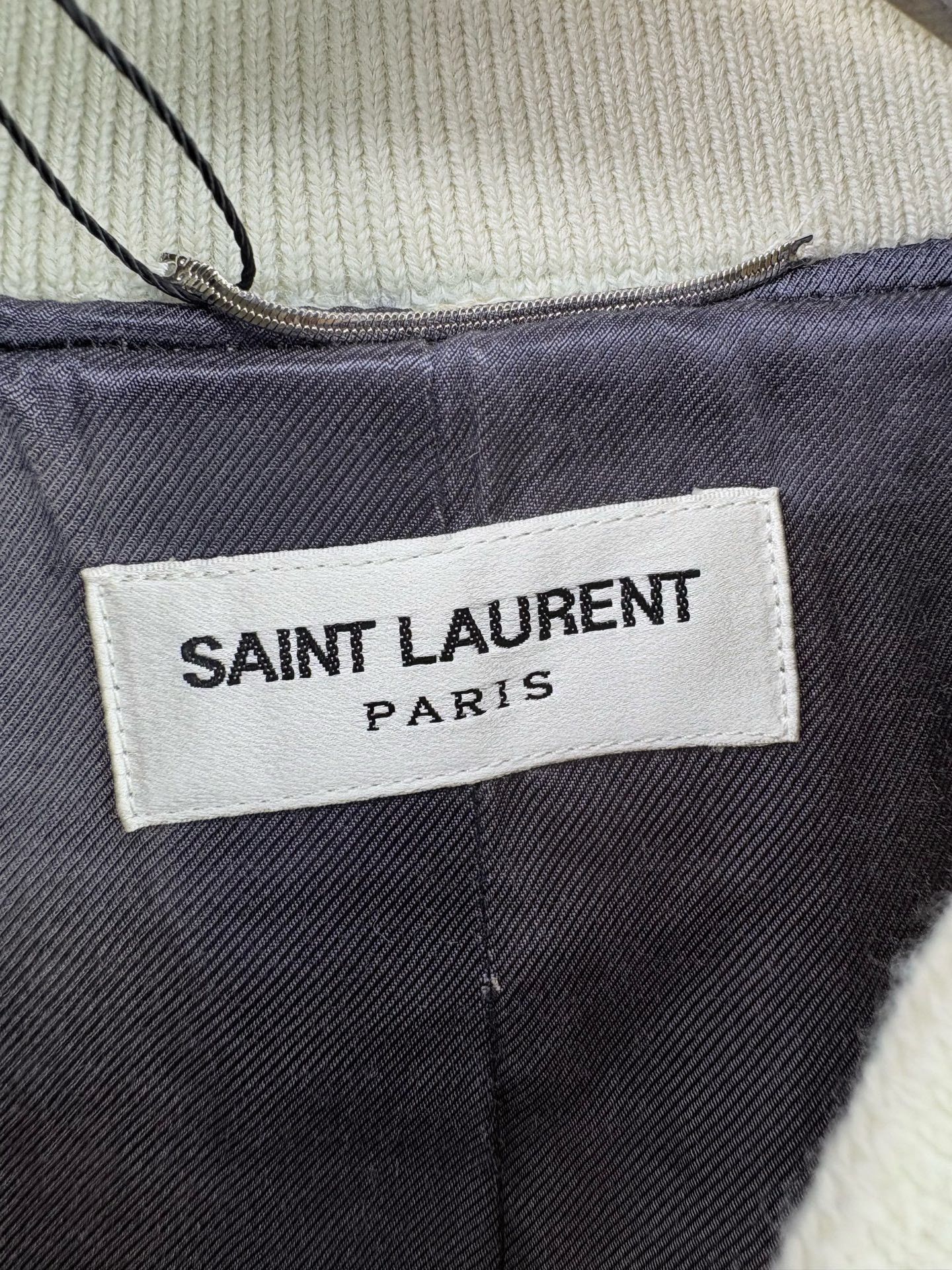 Saint Laurent Paris Saint Laurent White Leather-Sleeve Baseball Jacket Size US M / EU 48-50 / 2 - 4 Thumbnail