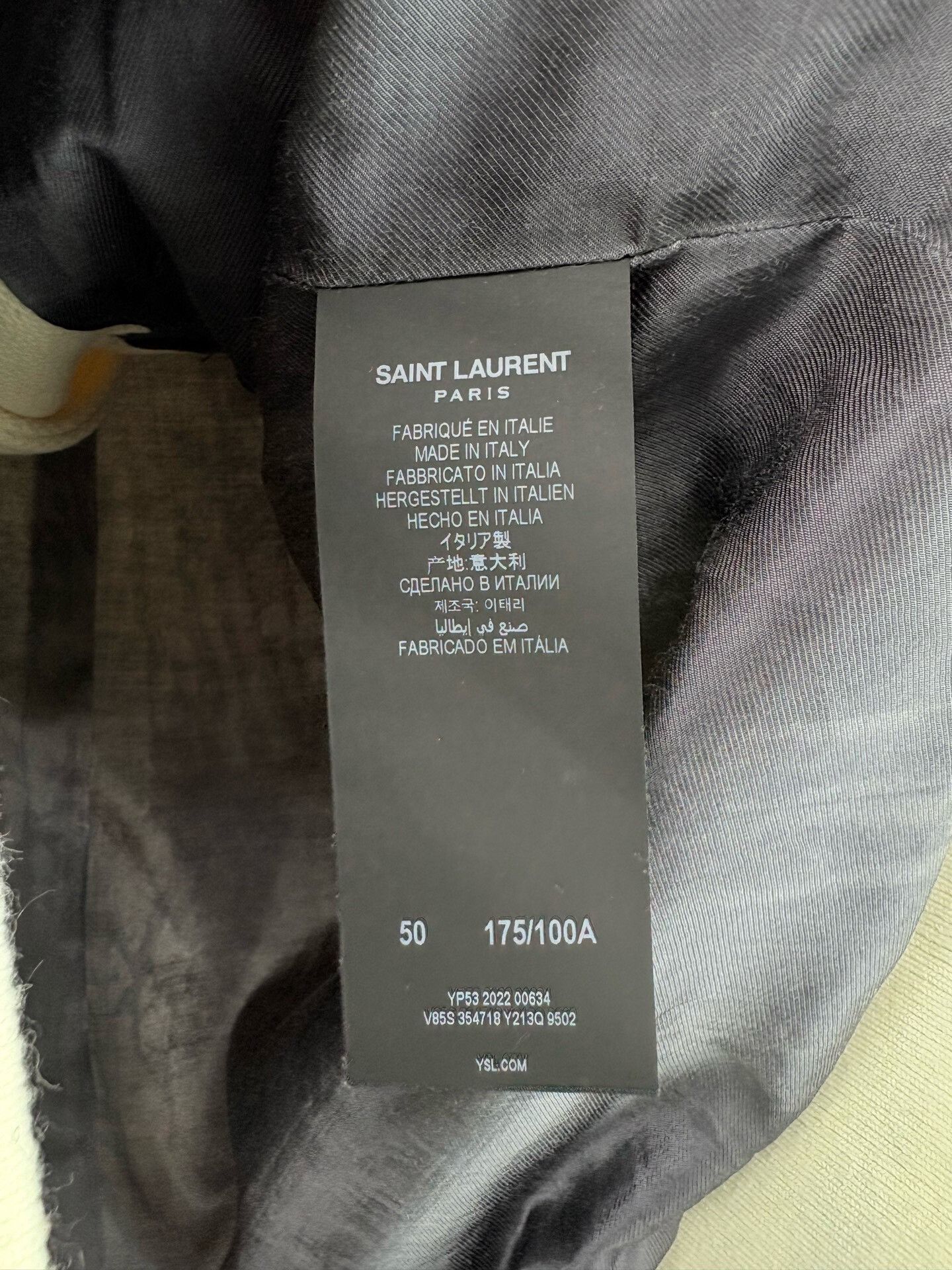 Saint Laurent Paris Saint Laurent White Leather-Sleeve Baseball Jacket Size US M / EU 48-50 / 2 - 5 Thumbnail