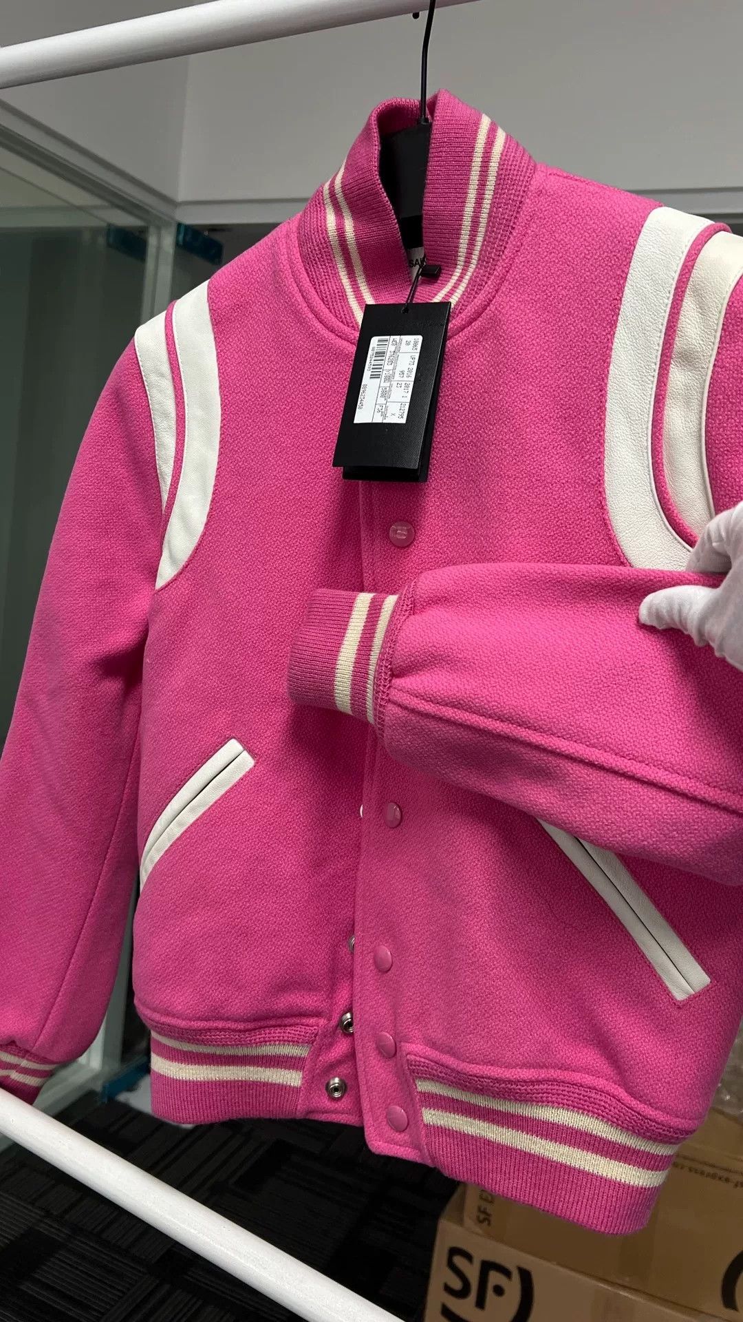 Saint Laurent Paris Saint Laurent Pink Striped Varsity Jacket Size XS / US 0-2 / IT 36-38 - 3 Thumbnail