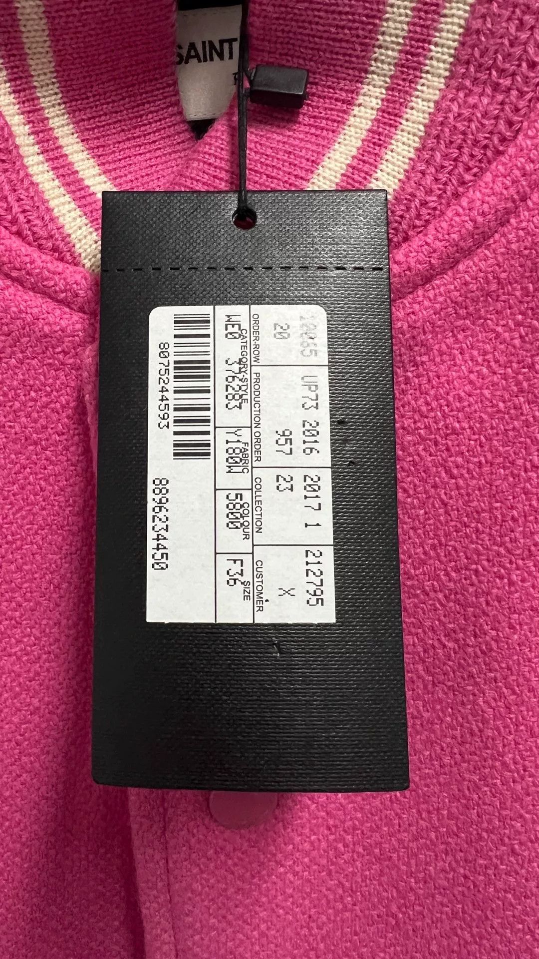 Saint Laurent Paris Saint Laurent Pink Striped Varsity Jacket Size XS / US 0-2 / IT 36-38 - 5 Thumbnail
