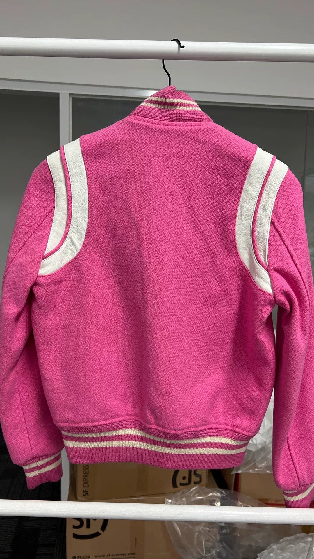 Saint Laurent Paris Saint Laurent Pink Striped Varsity Jacket Size XS / US 0-2 / IT 36-38 - 2 Thumbnail