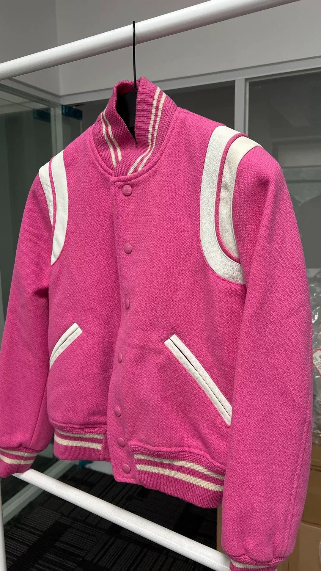 Saint Laurent Paris Saint Laurent Pink Striped Varsity Jacket Size XS / US 0-2 / IT 36-38 - 8 Thumbnail