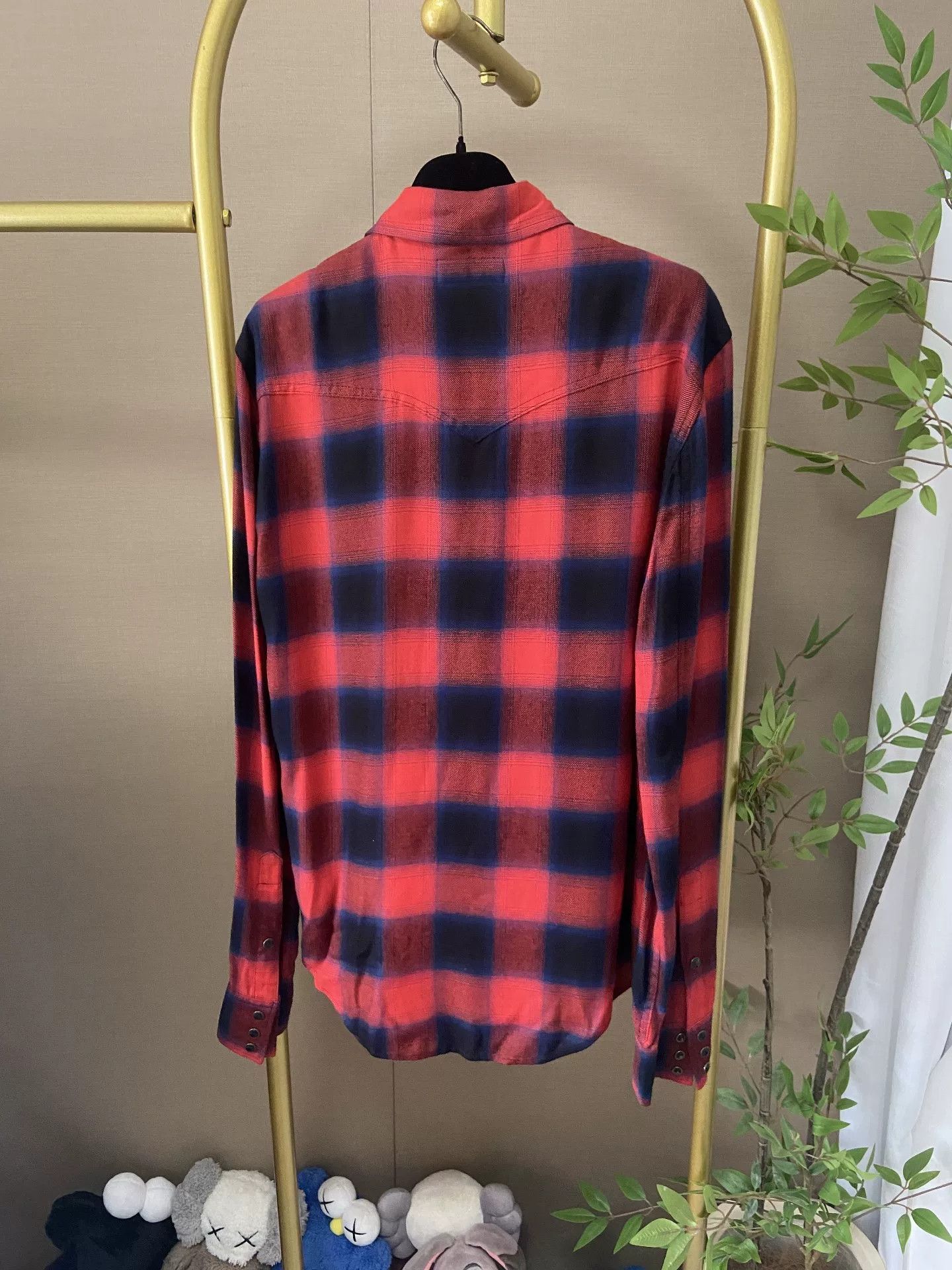 Saint Laurent Paris Saint Laurent Red Blue Plaid Shirt Size US L / EU 52-54 / 3 - 2 Thumbnail