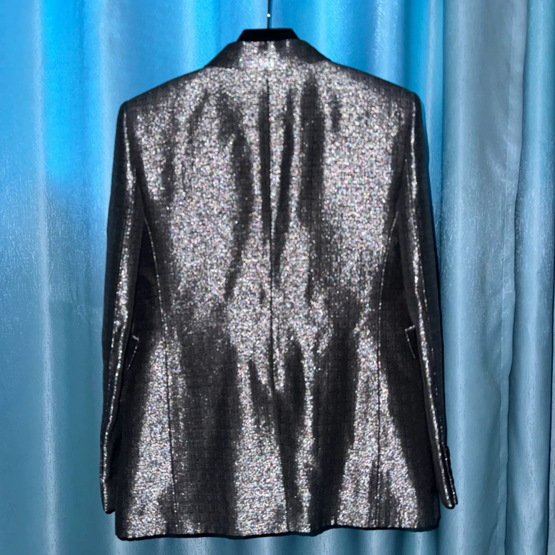 Saint Laurent Paris Saint Laurent Silver Sequined Blazer Size US S / EU 44-46 / 1 - 3 Thumbnail